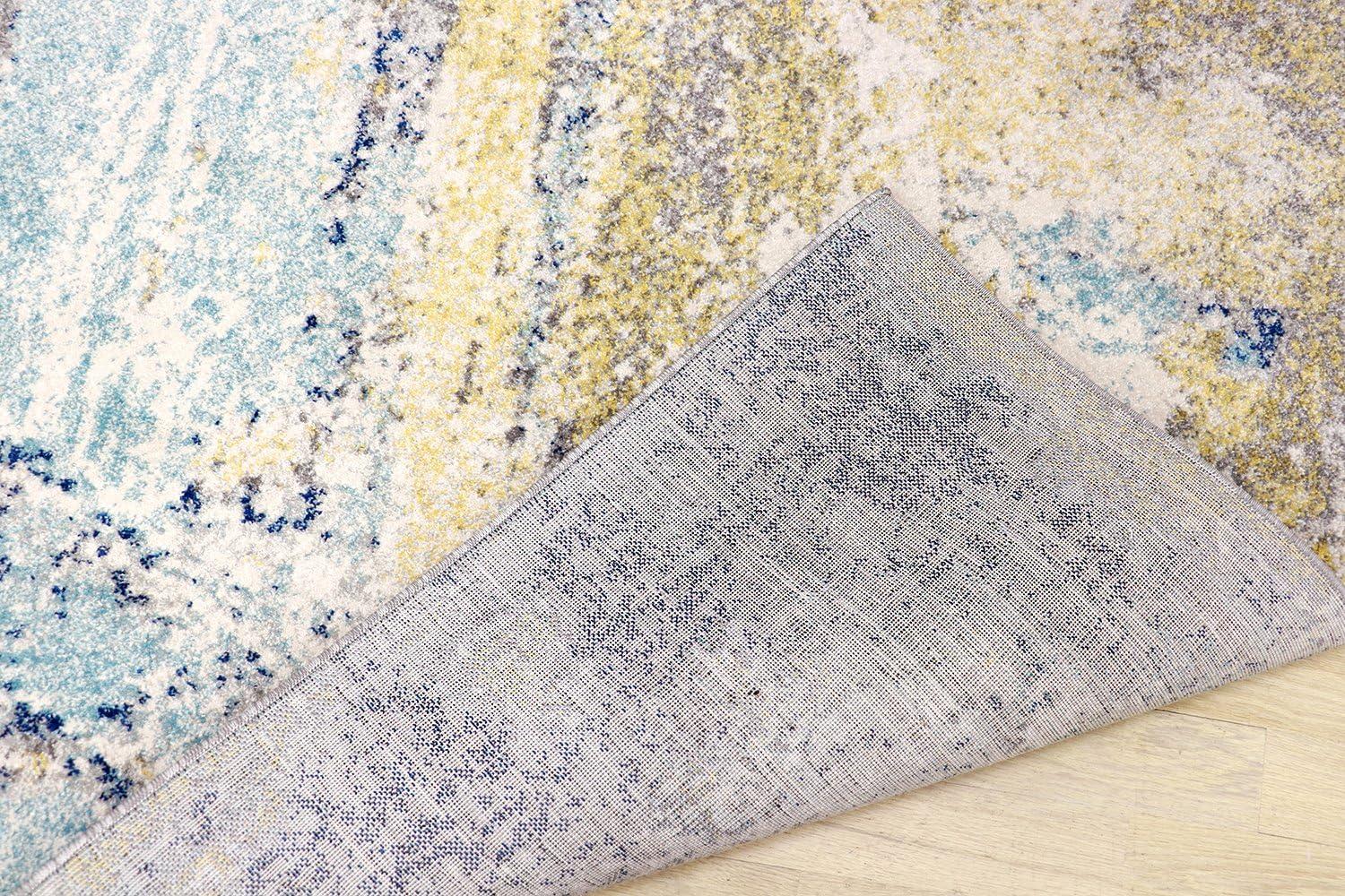 Handmade Blue and Gray Synthetic 10' x 14' Rectangular Area Rug