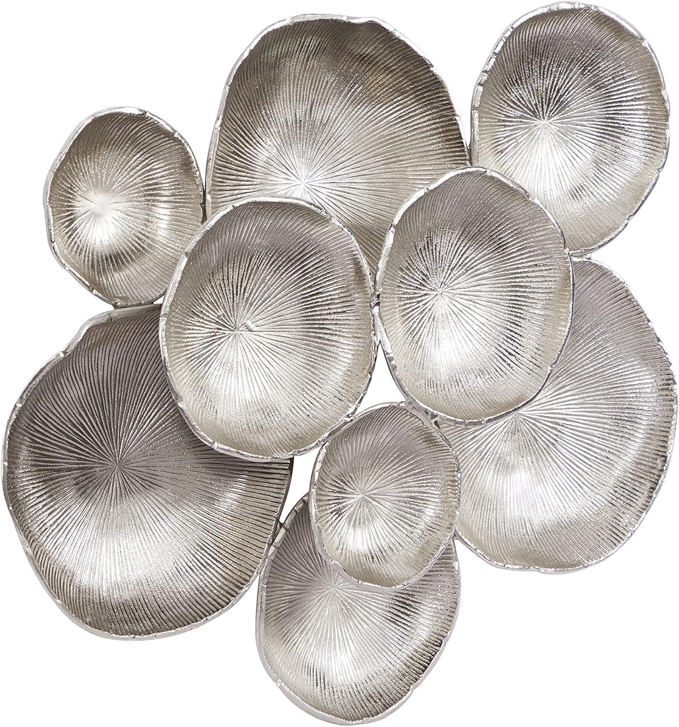 Silver Aluminum Abstract Radial Plate Wall Sculpture