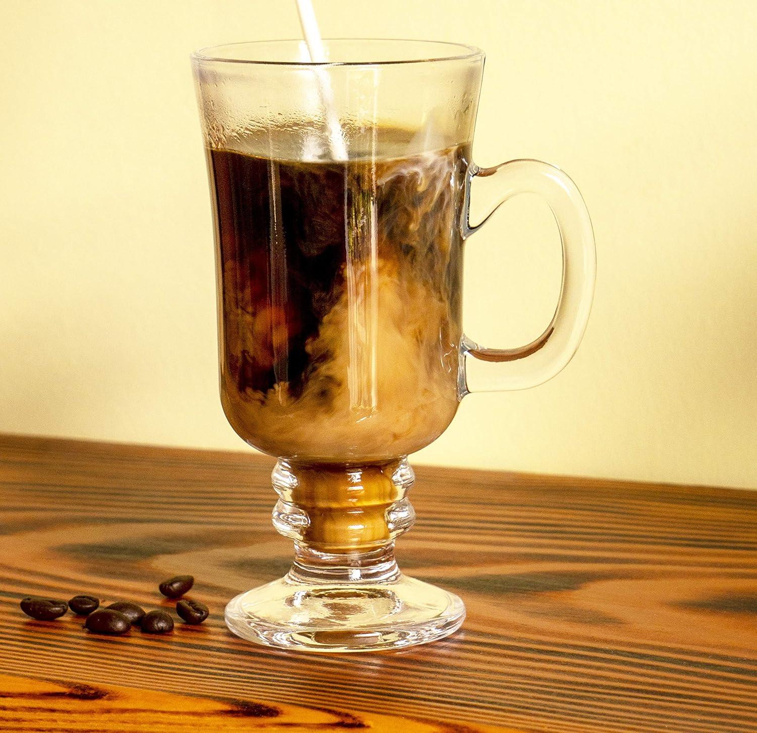 Red Co. Original Footed Clear Glass Irish Coffee Mug, Set of 6-7.75 Ounce