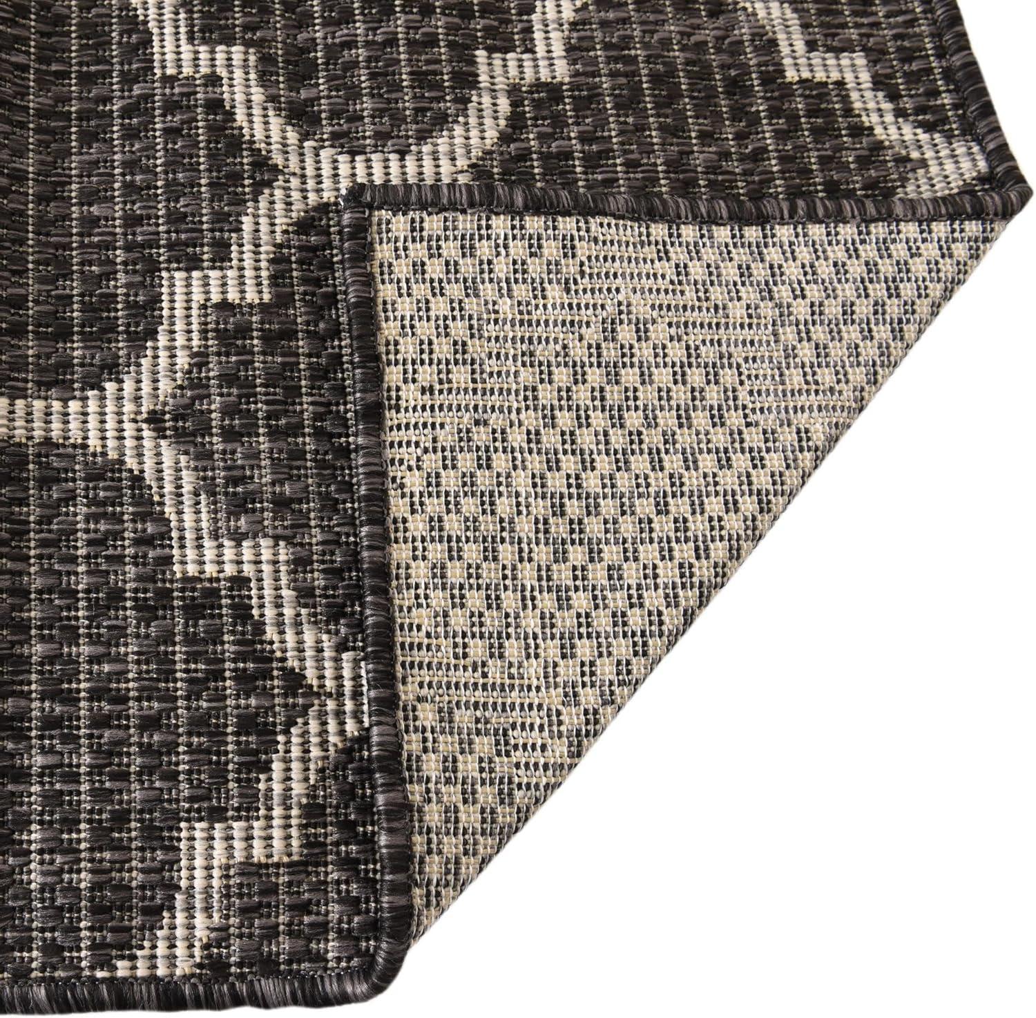 Trellis Charm Black Synthetic 9' x 12' Outdoor Area Rug