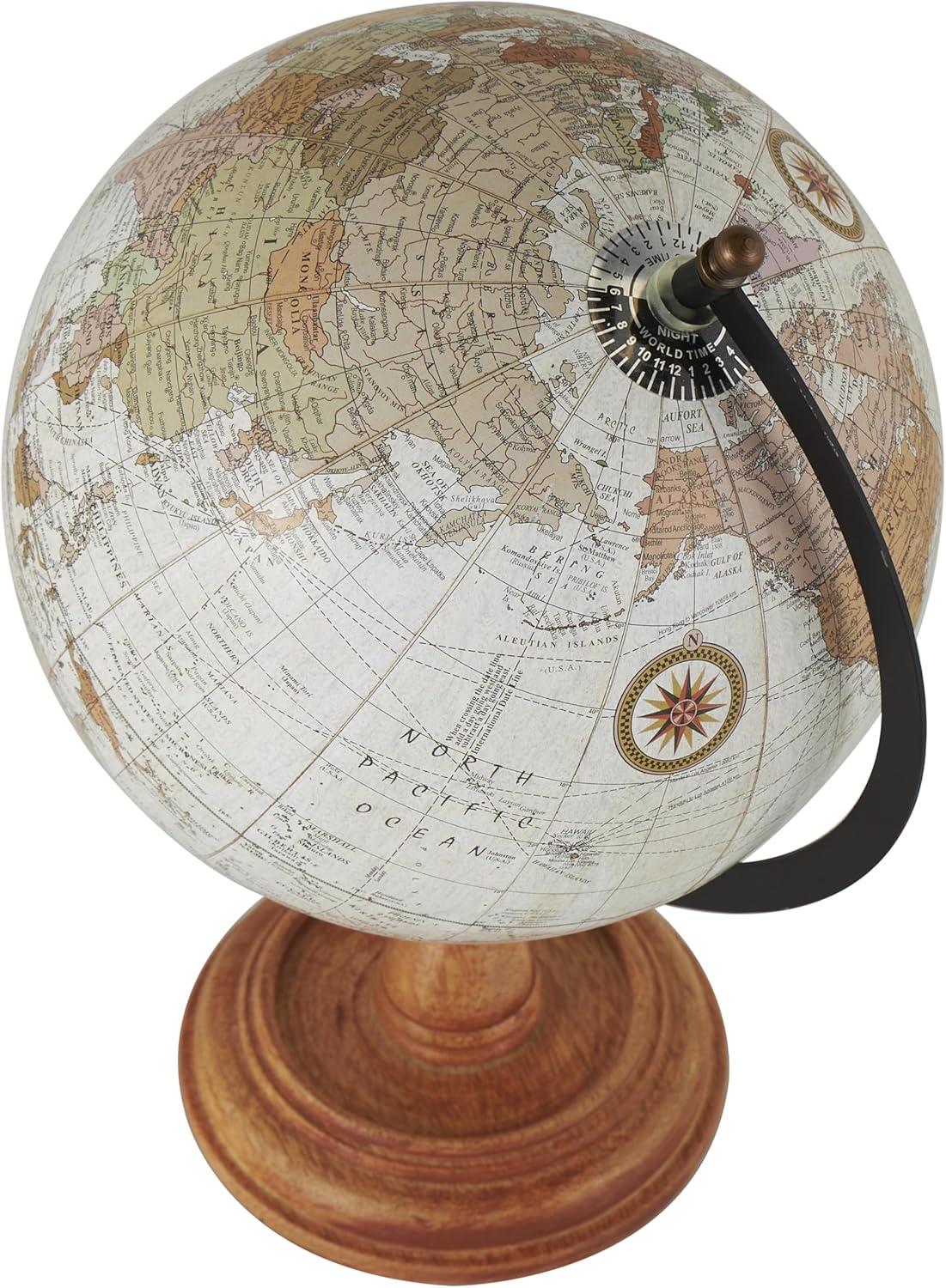 DecMode 9" Brown Globe with Wood Base