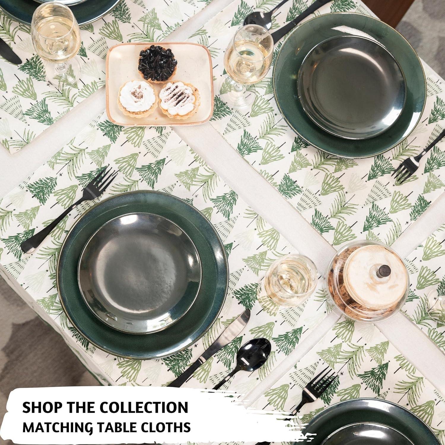 Folkulture Woven Placemats Set of 6, 100% Cotton Table Placemats Heat Resistant, Washable for Boho or Farmhouse Decor 14" x 19" (Christmas Story)