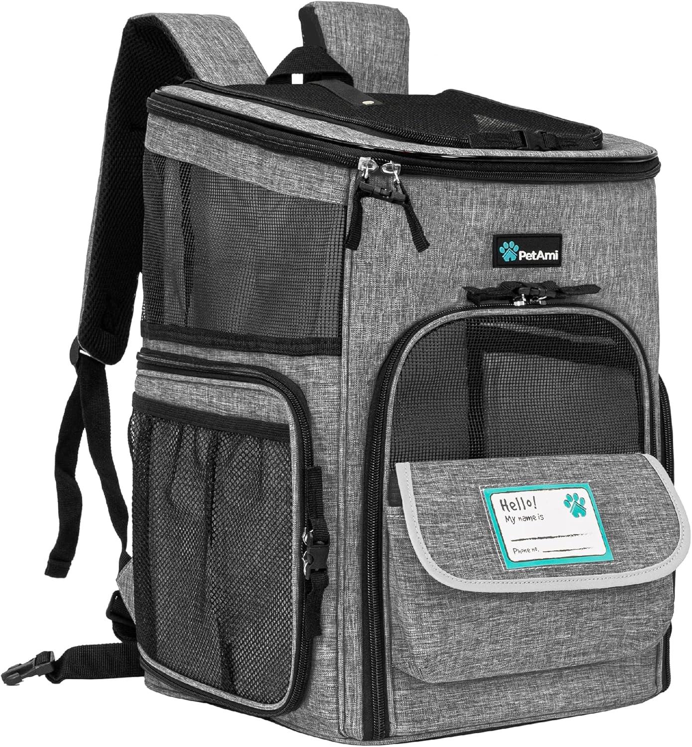 Heather Gray Medium Soft Sided Airline Approved Pet Backpack