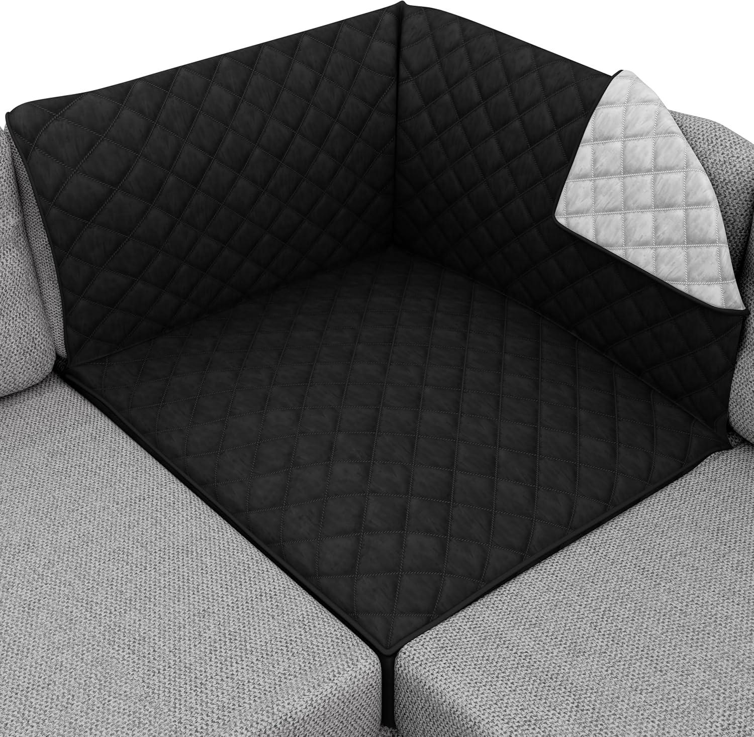 Sofa Shield Sectional Slip Cover, Large Cushion Protector for 30x30" Seat, Light Gray Charcoal