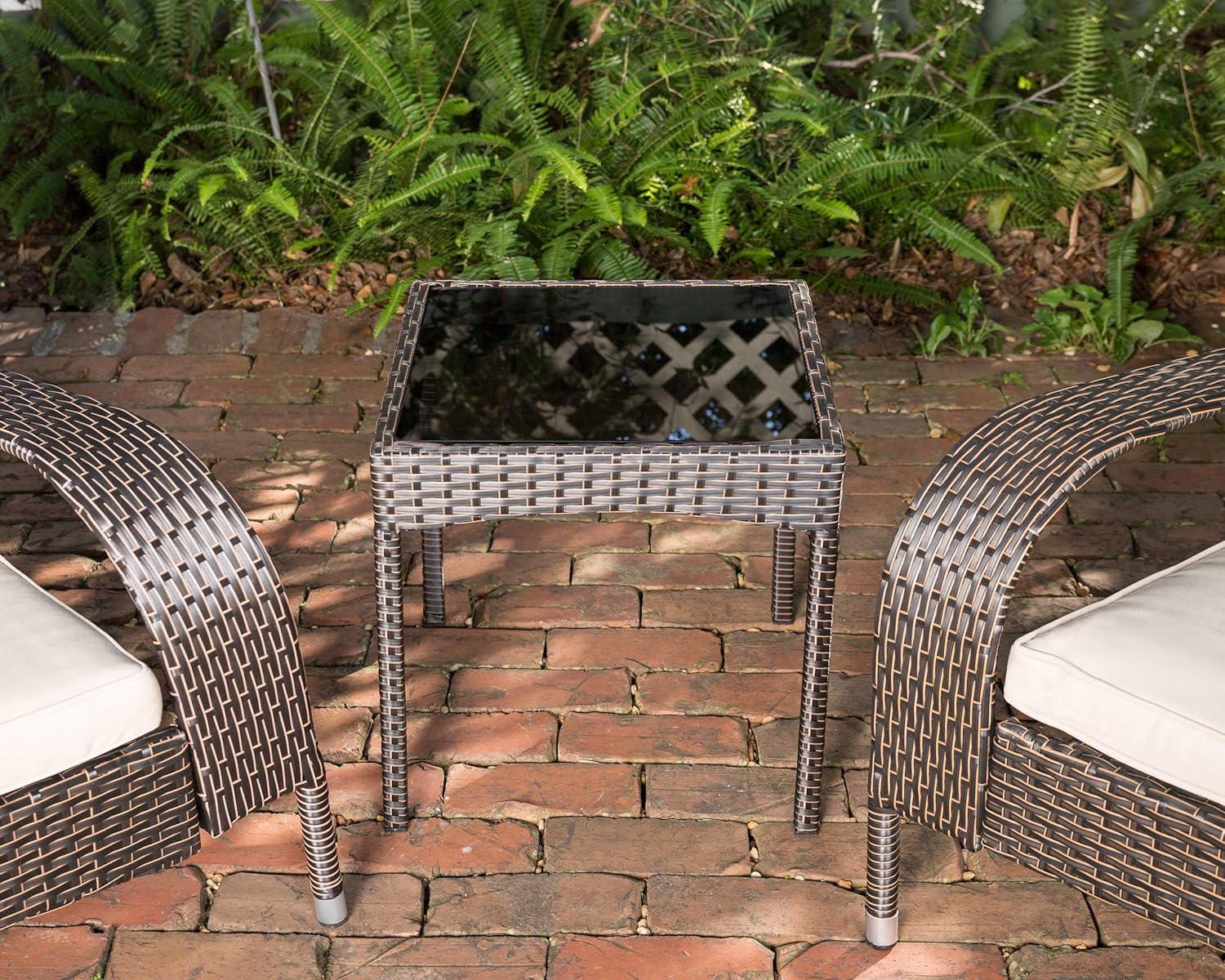 PatioSense Duplex Patio Sense Coconino Wicker Conversation Set, Durable Adirondack Style Chairs Includes Khaki Cushions - Mocha