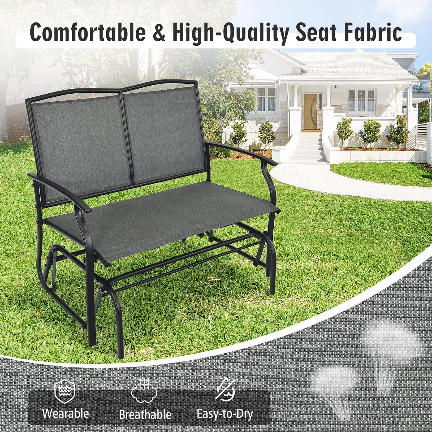 Best Choice Products 2-Person Outdoor Swing Glider, Steel Patio Loveseat, Bench Rocker w/ Armrests - Gray