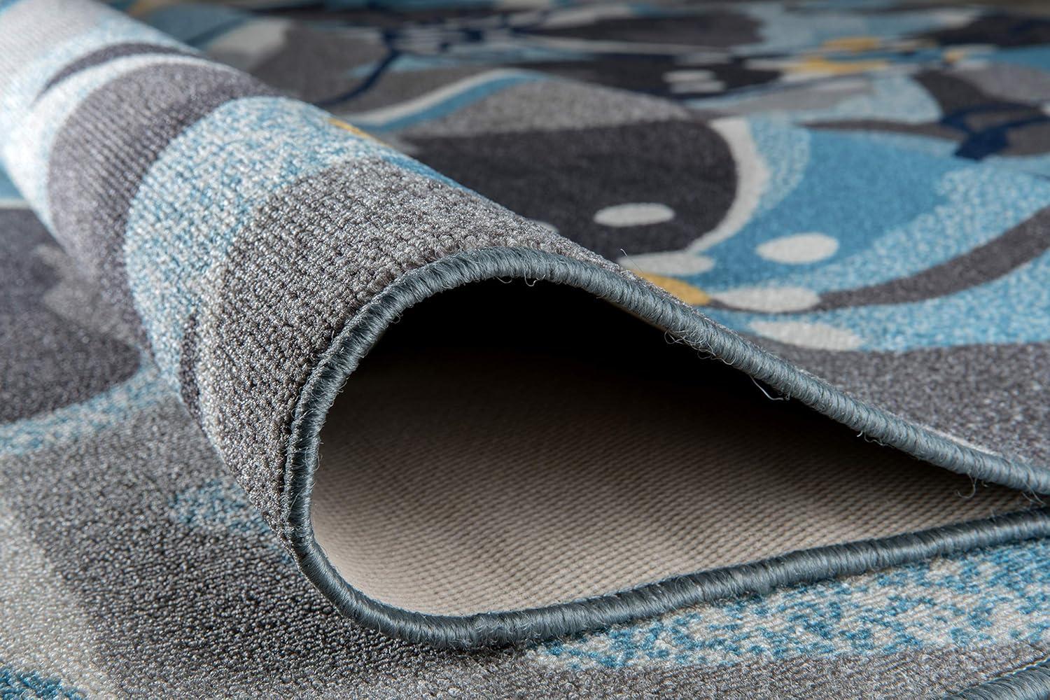 World Rug Gallery  Modern Floral Non-Slip Area Rug Ivory, Blue, Grey 6'6"x9' Pet Friendly, Stain Resistant, Non Slip 6' x 9', 7' x 9' Indoor Living