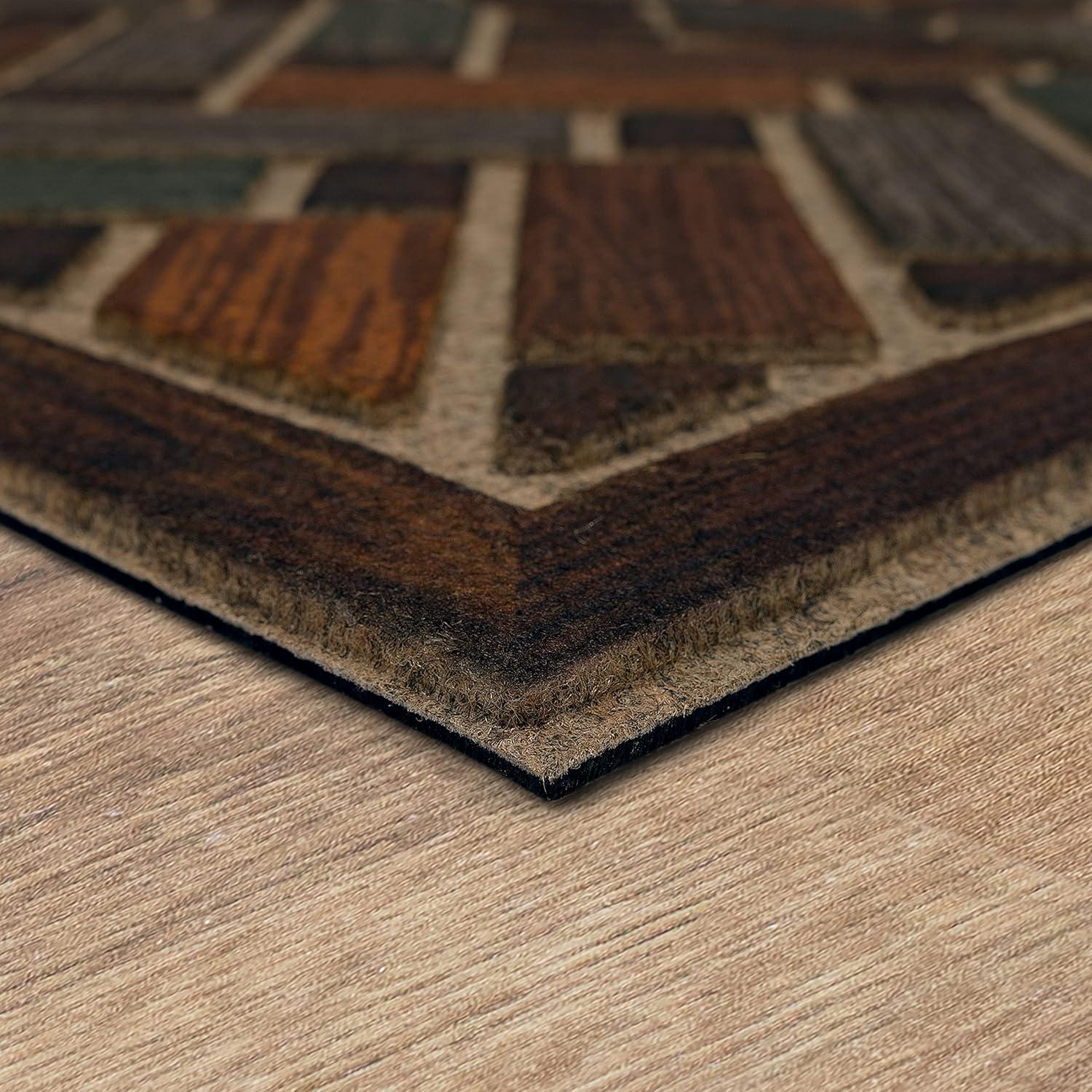 Mohawk Home Entry Recycled Rubber Non- Slip Indoor Outdoor Stoney Medallion Brown & Blue Oversize Doormat 2' x 4'