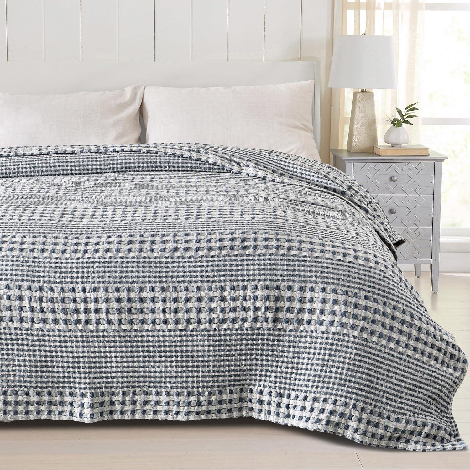 Cotton Soft All Season Waffle Weave Textured Bed Blanket - Great Bay Home