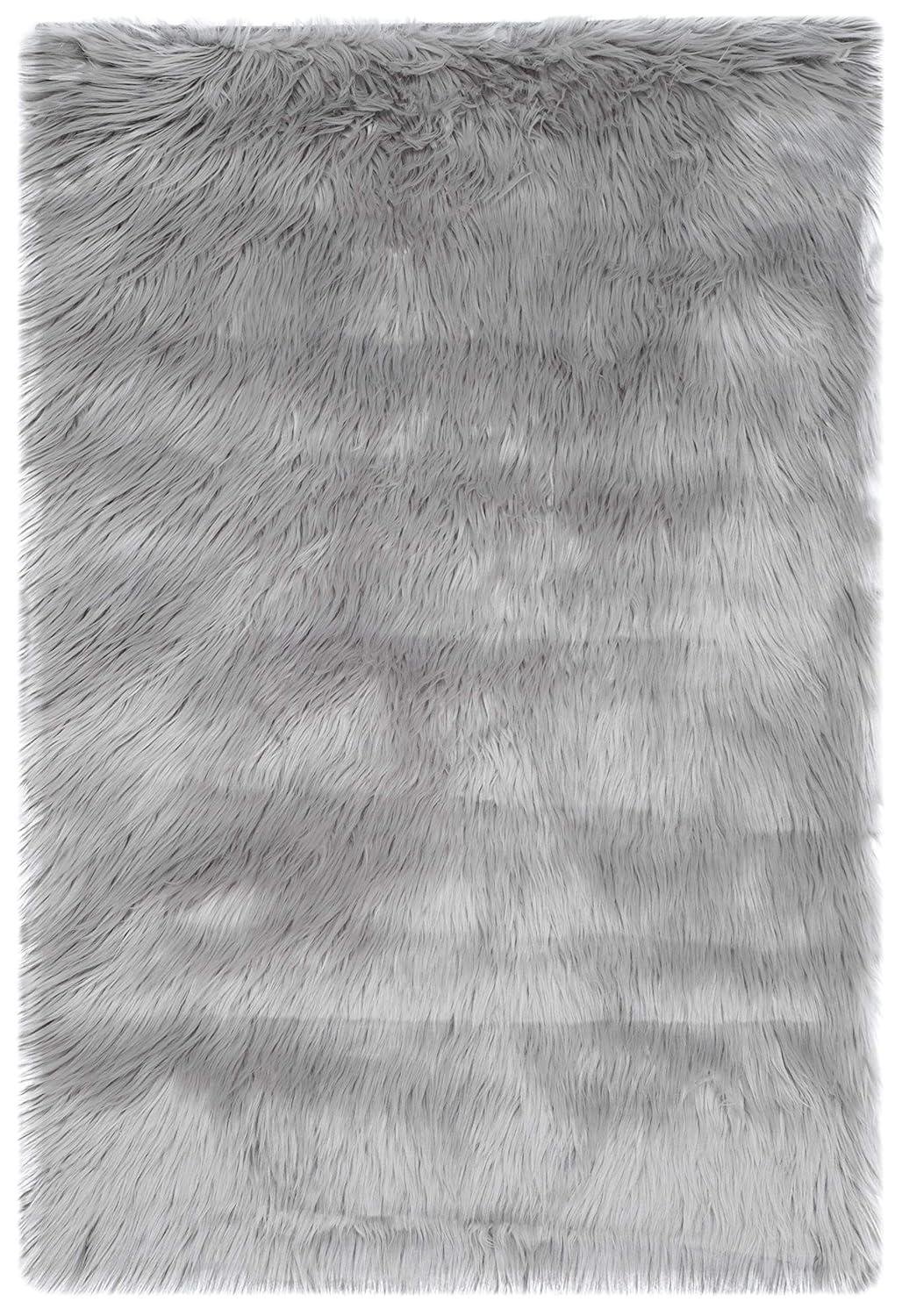 SAFAVIEH Faux Sheep Skin Vesna Solid Area Rug, Grey, 2' x 3'
