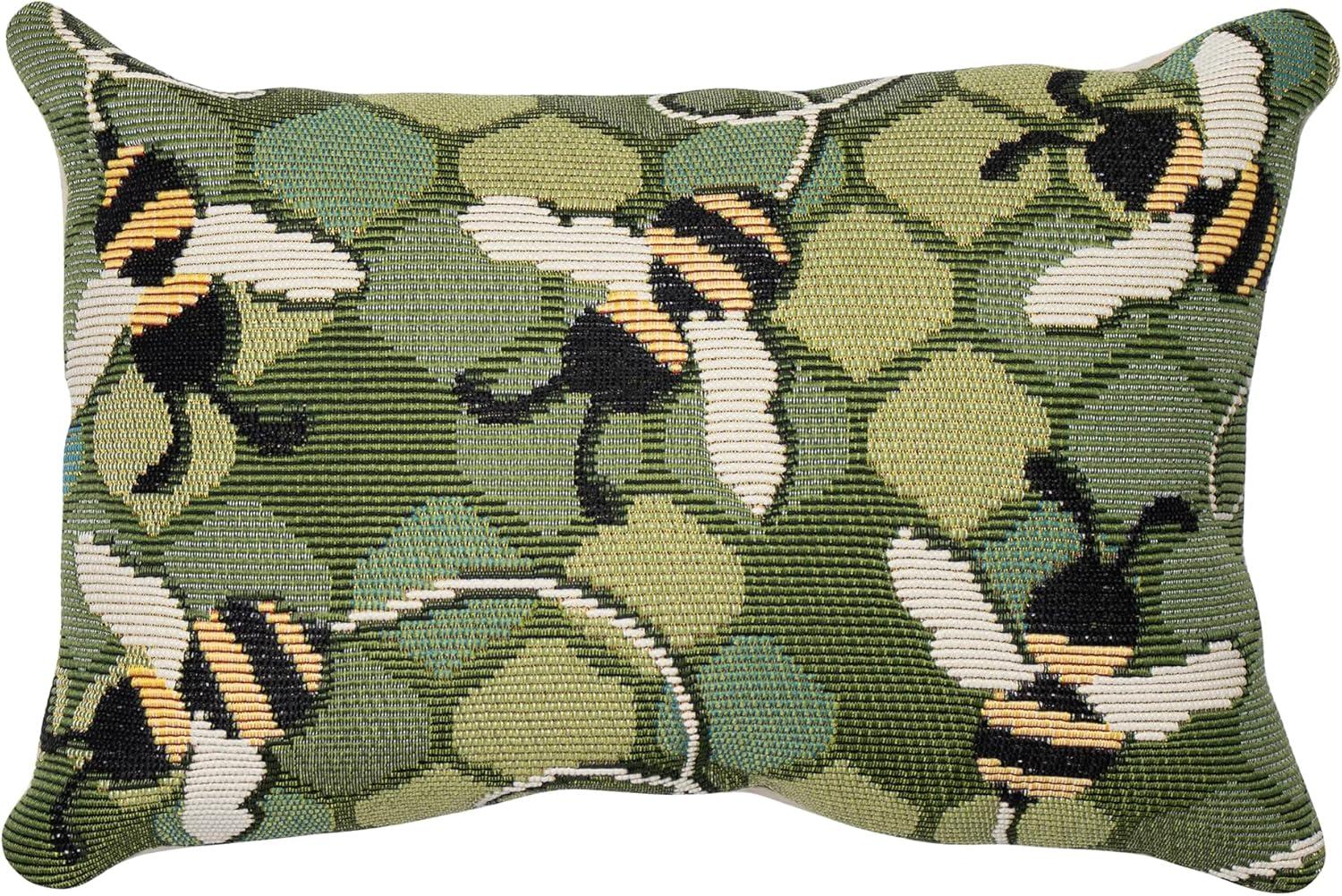 Green Bee Pattern Indoor/Outdoor Lumbar Pillow