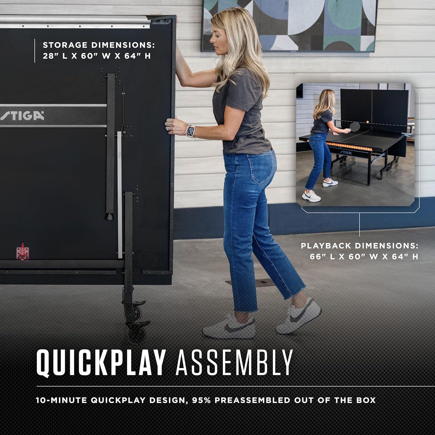 STIGA STIGA Carbon18 Table Tennis Table – 18mm Playfield - QuickPlay Assembly - Integrated Ball Storage - Tournament-Grade Net - Playback Mode