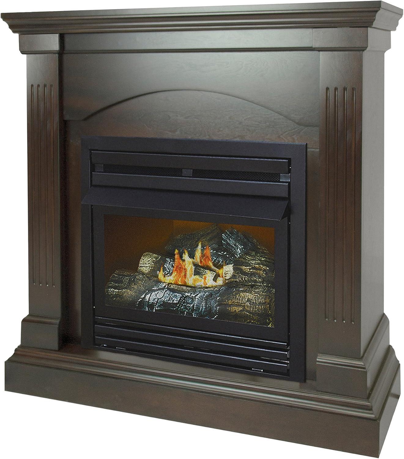 Pleasant Hearth 36 in. Natural Gas Compact Freestanding Tobacco Vent Free Fireplace 20,000 BTU