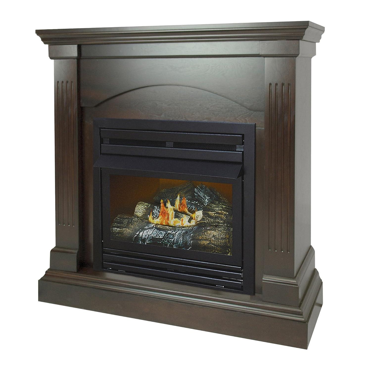 Pleasant Hearth 36 in. Natural Gas Compact Freestanding Tobacco Vent Free Fireplace 20,000 BTU