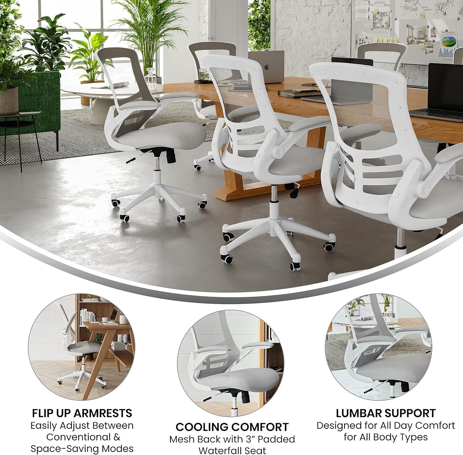 Jayetta Mid-Back Mesh Swivel Ergonomic Office Chair with Flip-Up Arms by Flash Furniture