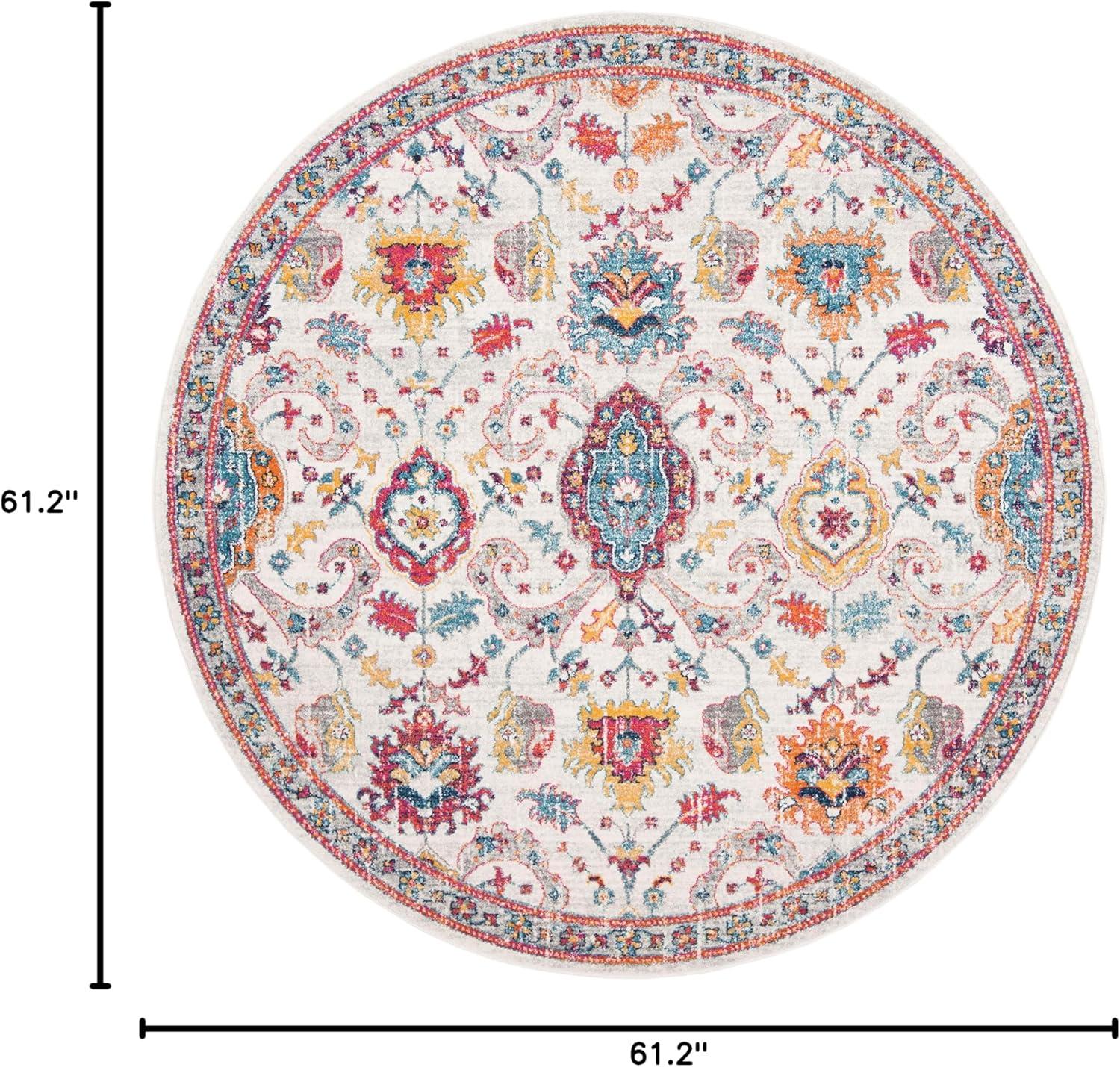 Evoke EVK255 Power Loomed Area Rug - Cream/Orange - 5'3"x5'3" - Safavieh