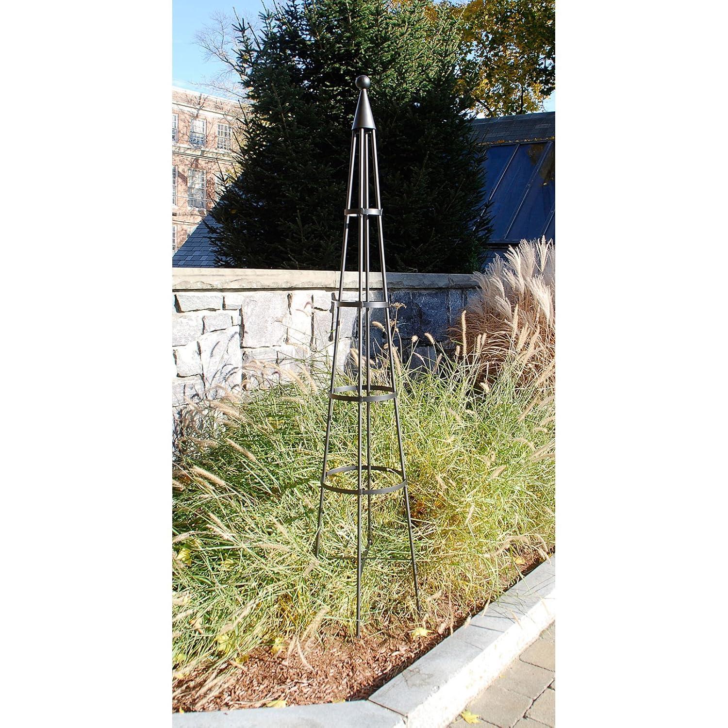 60" Tall Iron Obelisk Garden Trellis Graphite Powder Coat Finish - Achla Designs