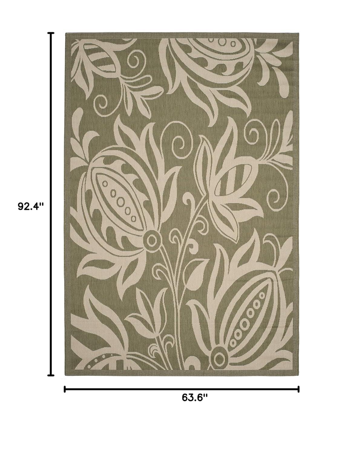 Safavieh Courtyard Crystal Floral Indoor/Outdoor Indoor/Outdoor Area Rug, 5'3" x 7'7", Olive/Natural
