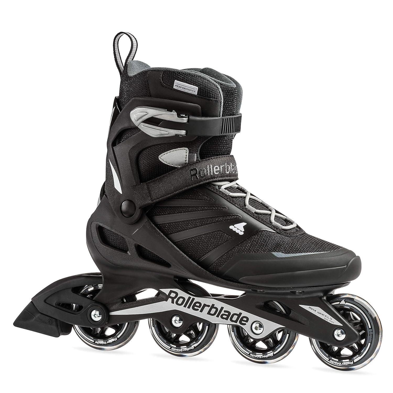 Rollerblade USA Zetrablade Mens Adult Size 12 Fitness Inline Skate, Black/Silver