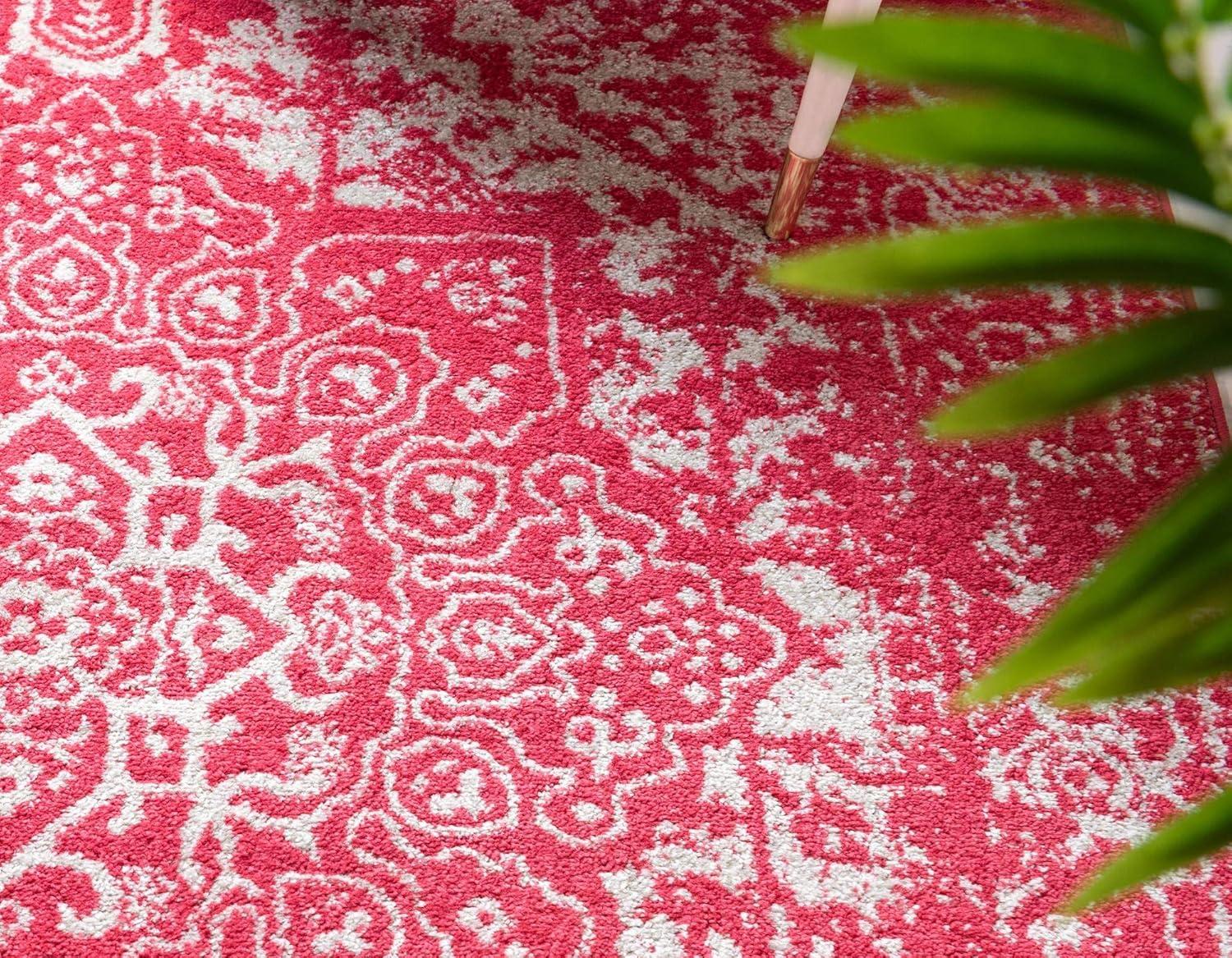 Unique Loom Richmond Collection Area Rug - Medallion (4' 1" x 6' 1" Rectangle Pink/Ivory)