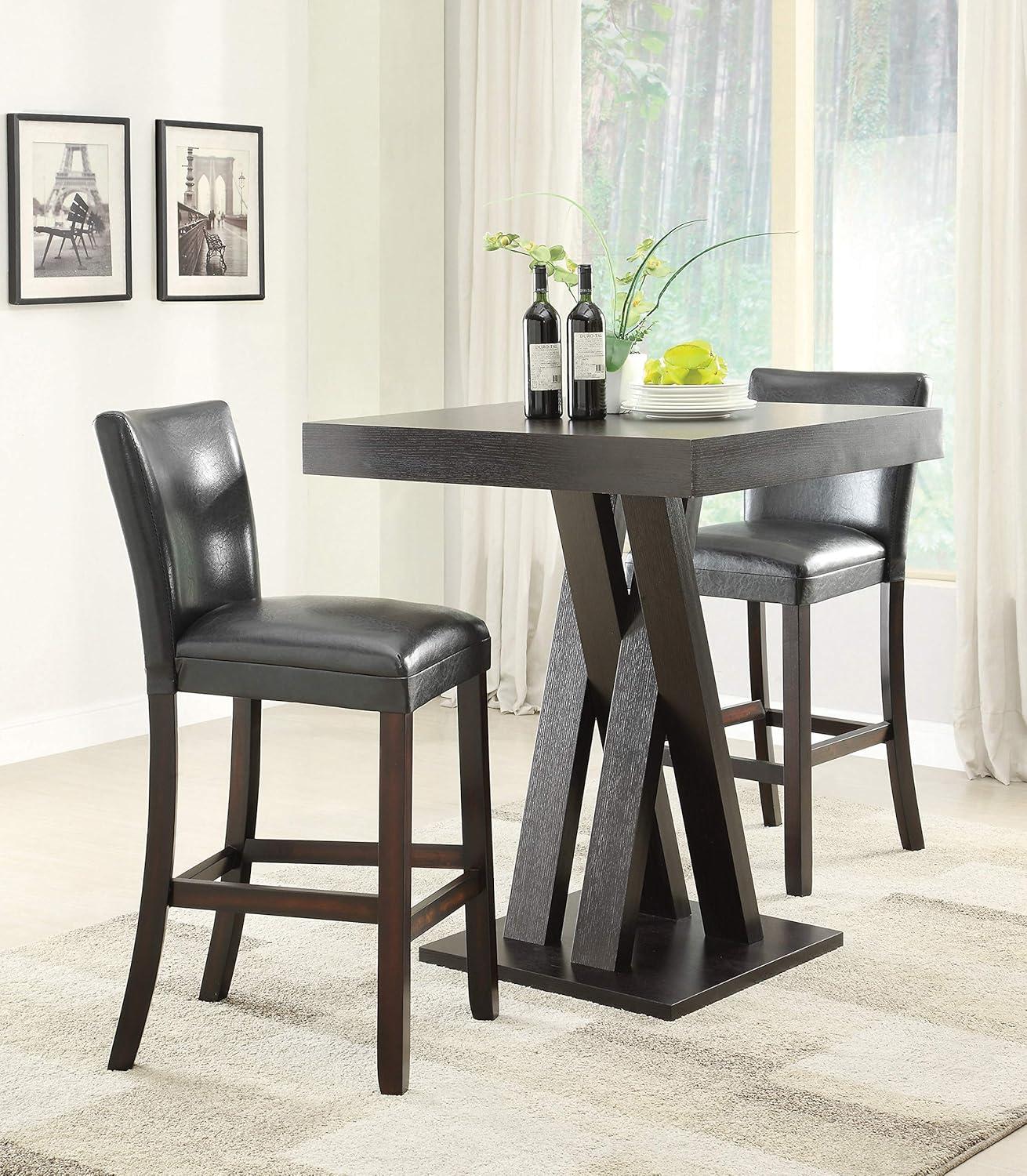 Coaster Upholstered Faux Leather Bar Stool in Black