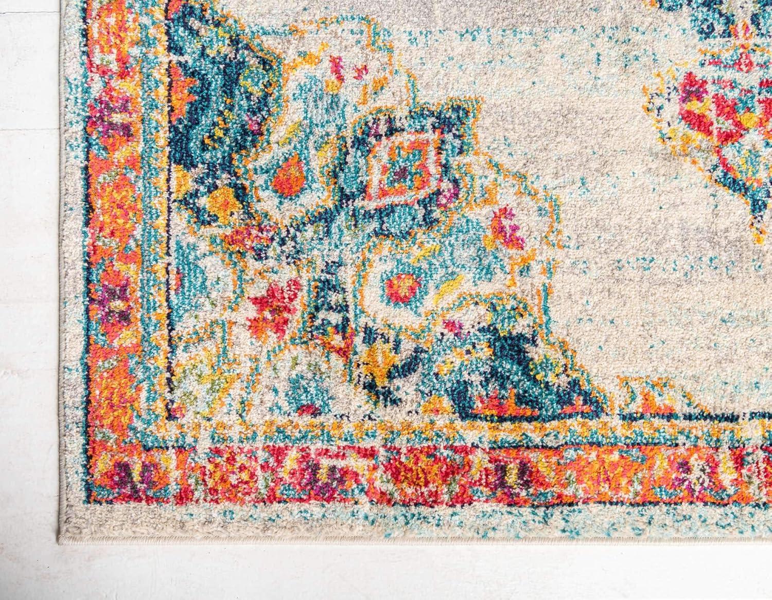 Unique Loom Penrose Collection Area Rug - Alexis (8' Square Ivory/Blue)