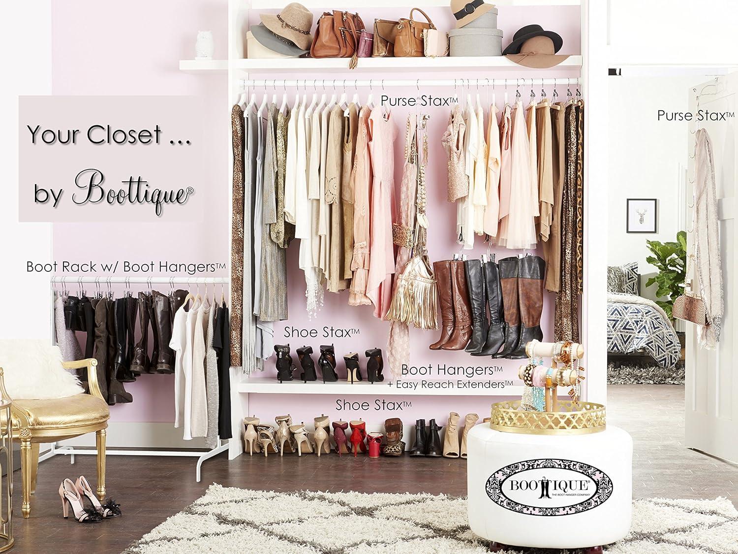 Boottique Add-on Boot Hangers - SET OF 6 Only - Holds, Shapes, & Protects Most Styles of Boots (6 Original Silver Hangers)