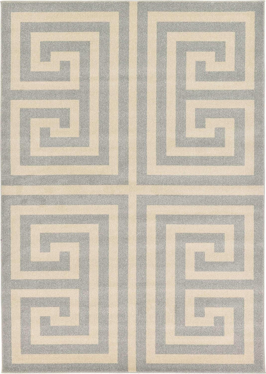 Unique Loom Athens Collection Area Rug - Greek Key (7' 1" x 10' Rectangle Gray/Beige)