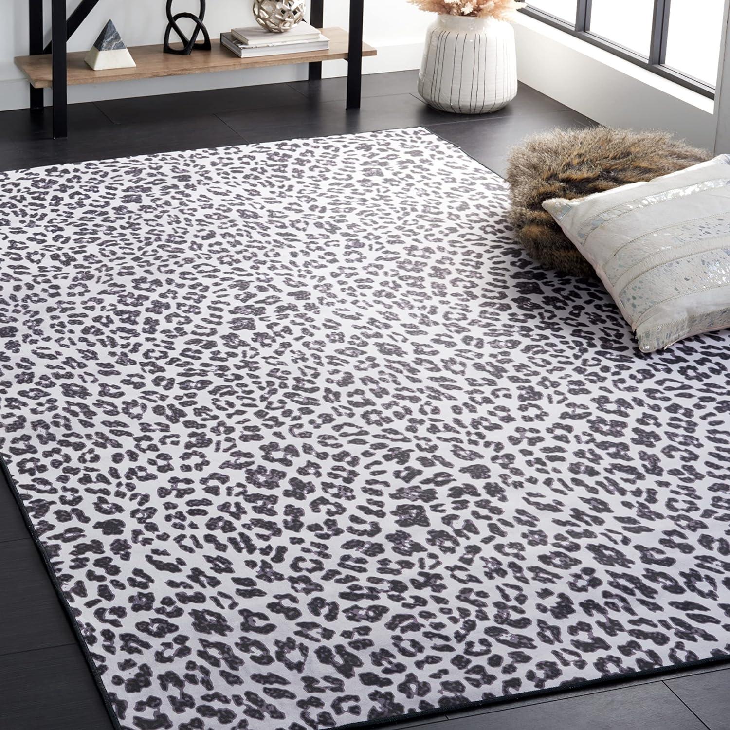 Black Faux Fur Rectangular 8' x 10' Hand-Knotted Rug