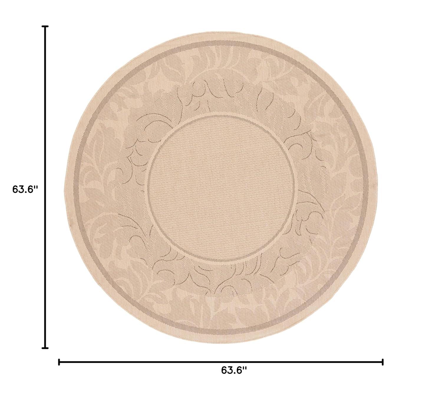 Courtyard CY1704 Power Loomed Indoor and Outdoor Area Rug - Natural/Brown - 5'3" Round - Safavieh