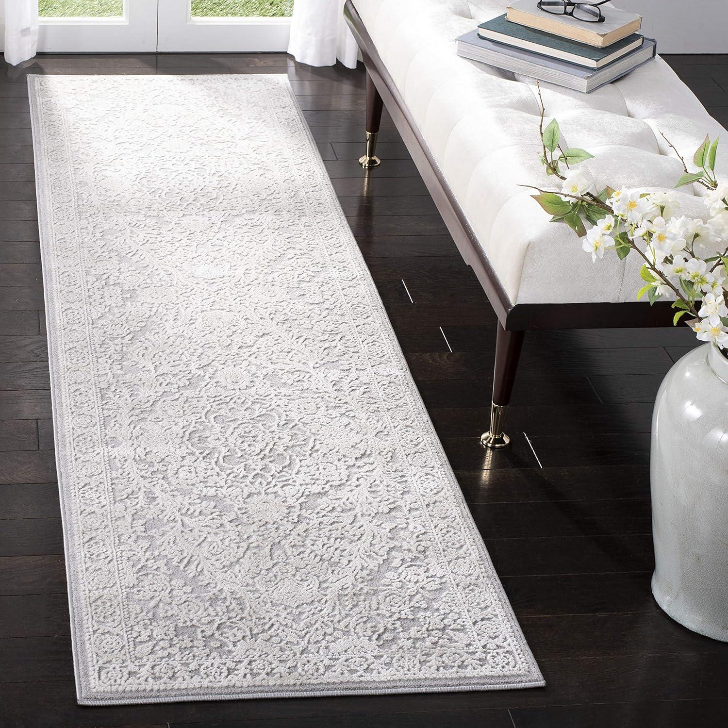 Reflection RFT668 Power Loomed Runner Rug - Light Grey/Cream - 2'3"x12' - Safavieh.