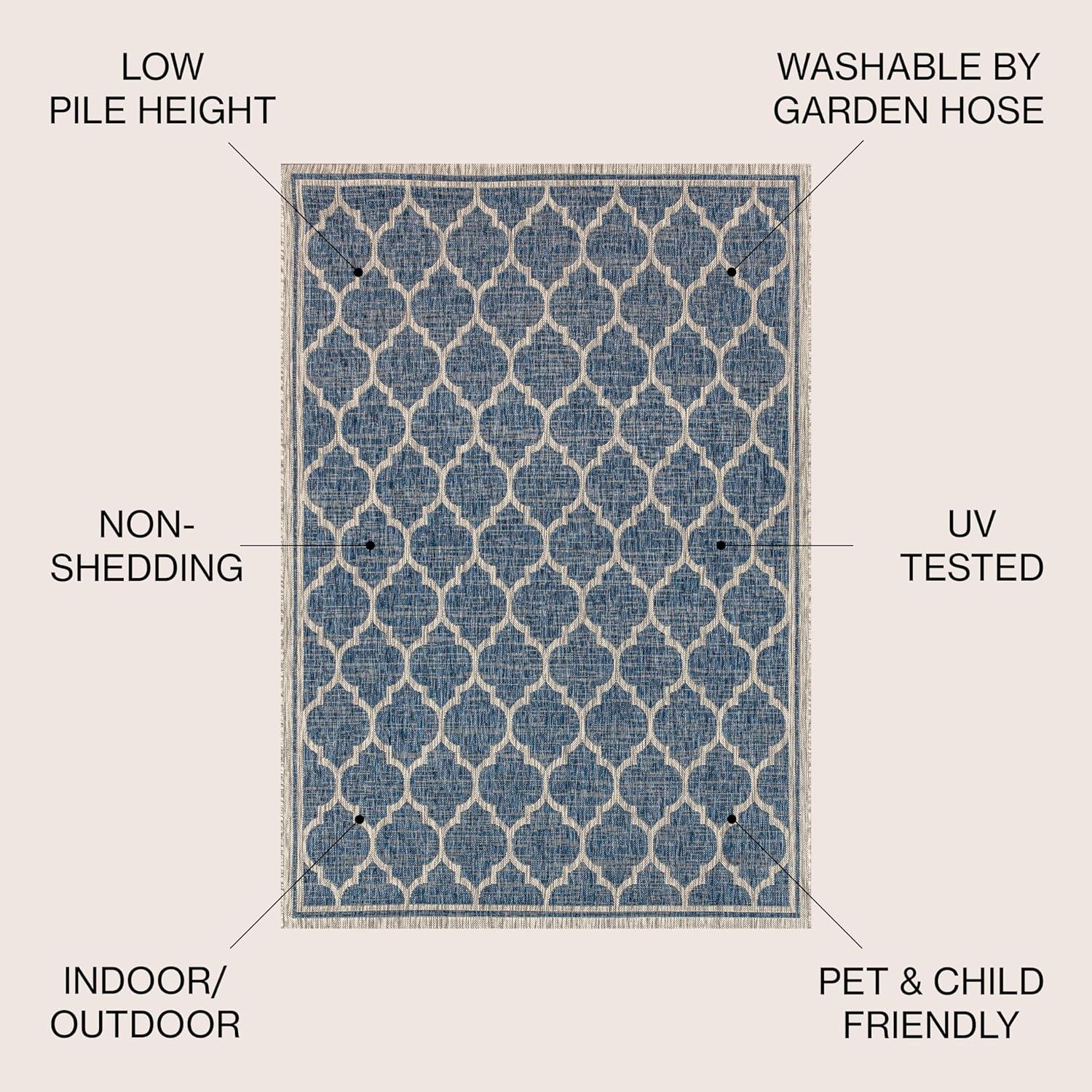 Trebol Moroccan Trellis Textured Weave Indoor/Outdoor Area Rug - JONATHAN Y