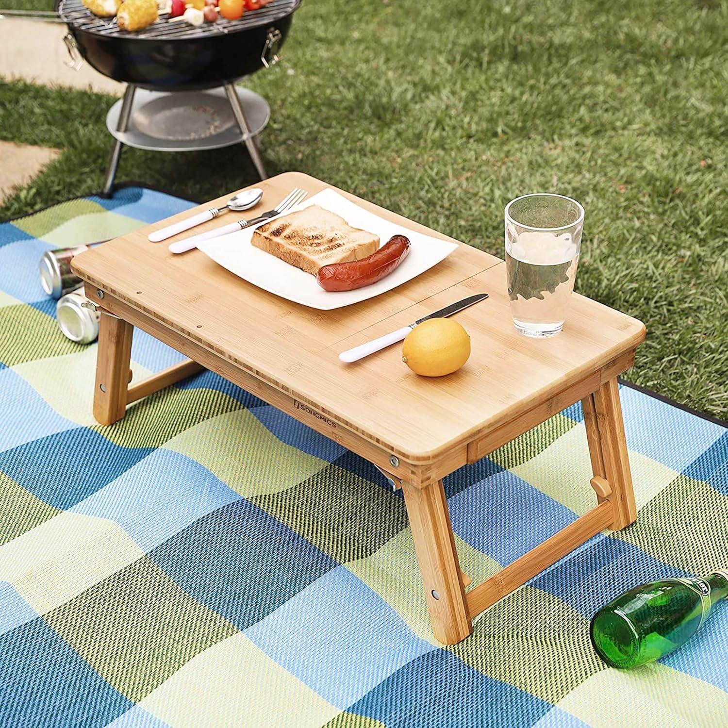 Bamboo Foldable Lap Desks for Laptop, Portable Bed Tray Table, Working,Snack Tray Breakfast Tray Bed Table Drawing Table