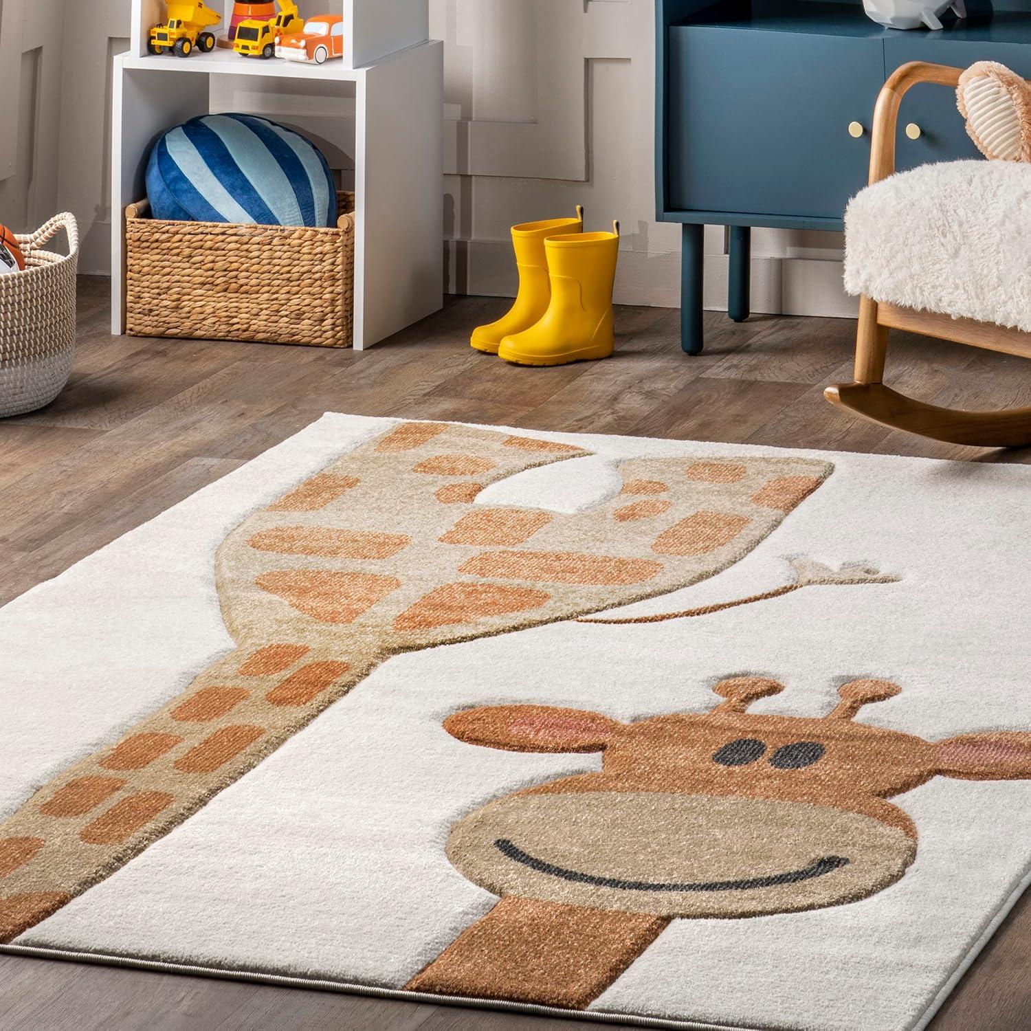 Nuloom Anabell Animal 4x6 Indoor Area Rug for Living Room Bedroom Dining Room Nursery Kitchen, Beige/Ivory