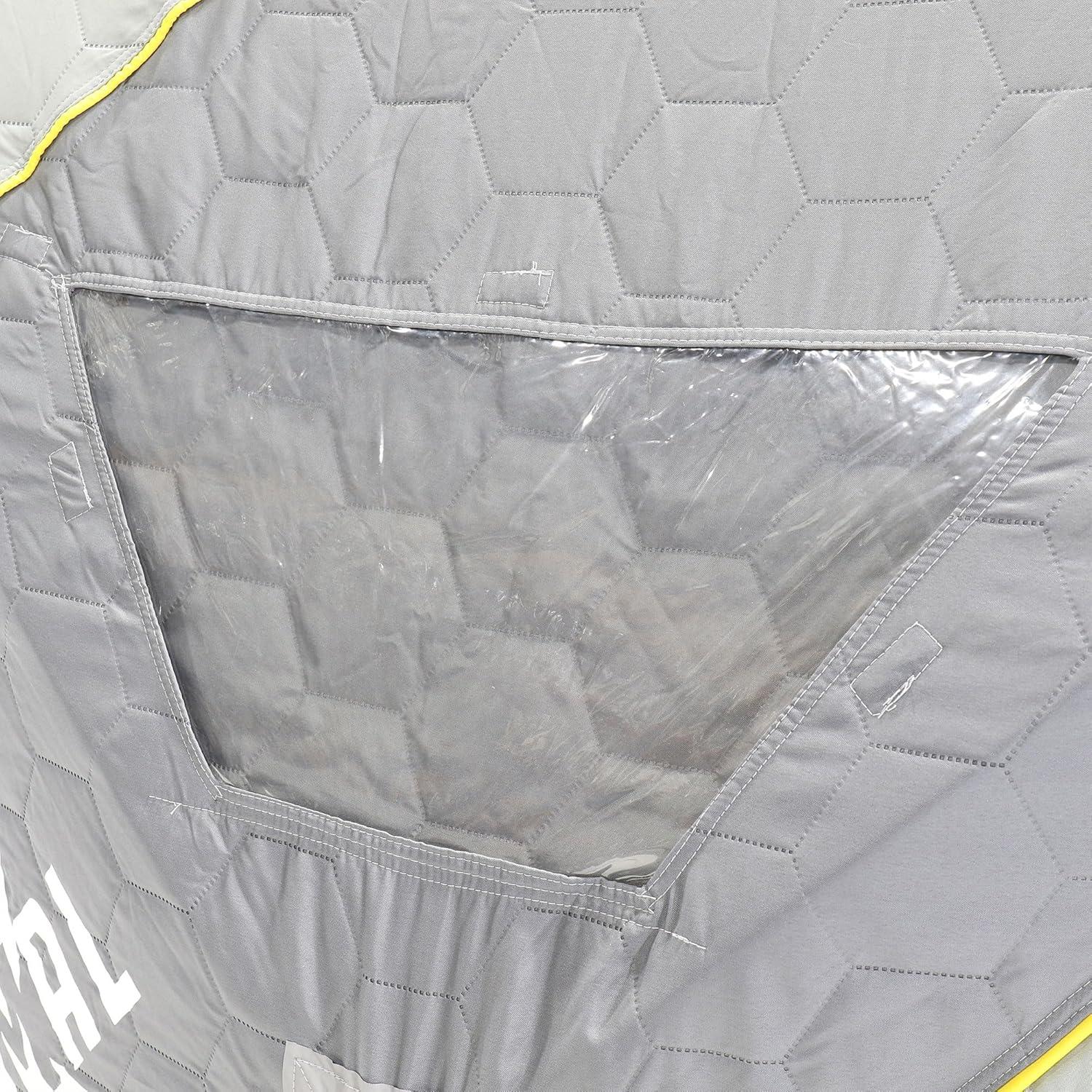 CLAM 14471 Portable 4 to 6 Person 9 Foot Jason Mitchell X5000 Ice Fishing Angler Thermal Hub Shelter Tent with Anchors, Tie Ropes, and Carrying Bag