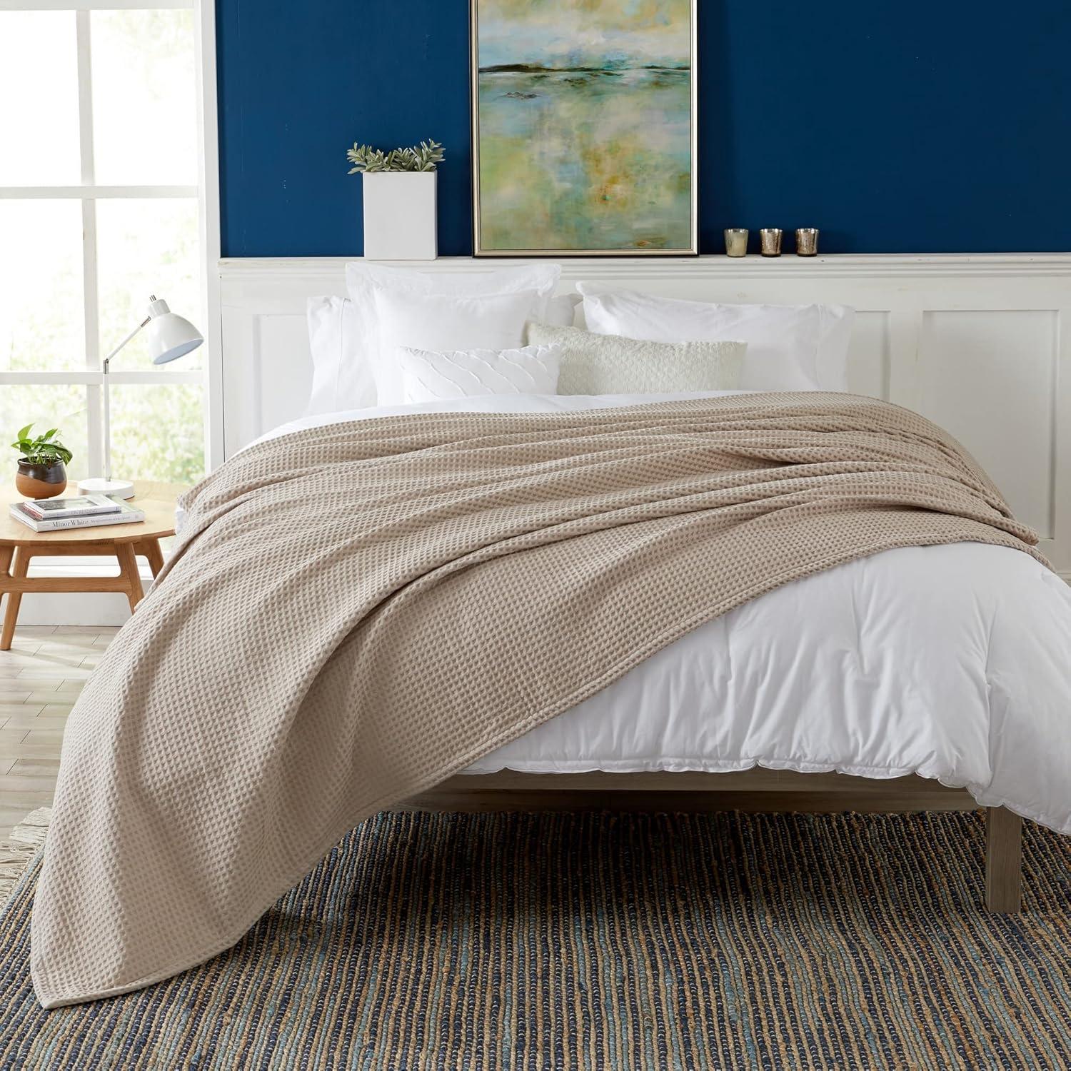 Market & Place 100% Cotton Waffle Weave Bed Blanket