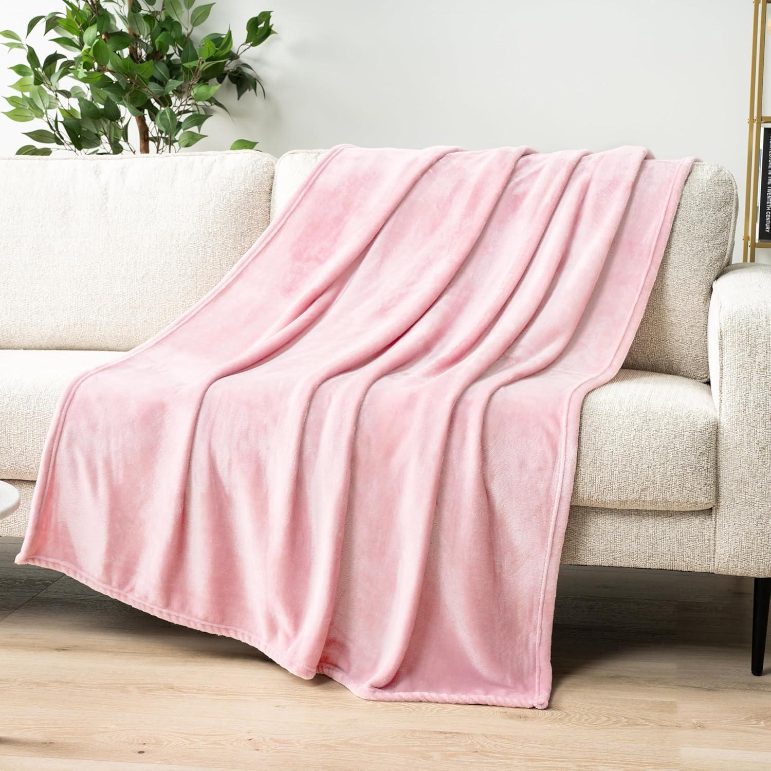 PAVILIA Luxury Fleece Blanket Throw for Bed, Soft Lightweight Plush Flannel Blanket for Sofa Couch