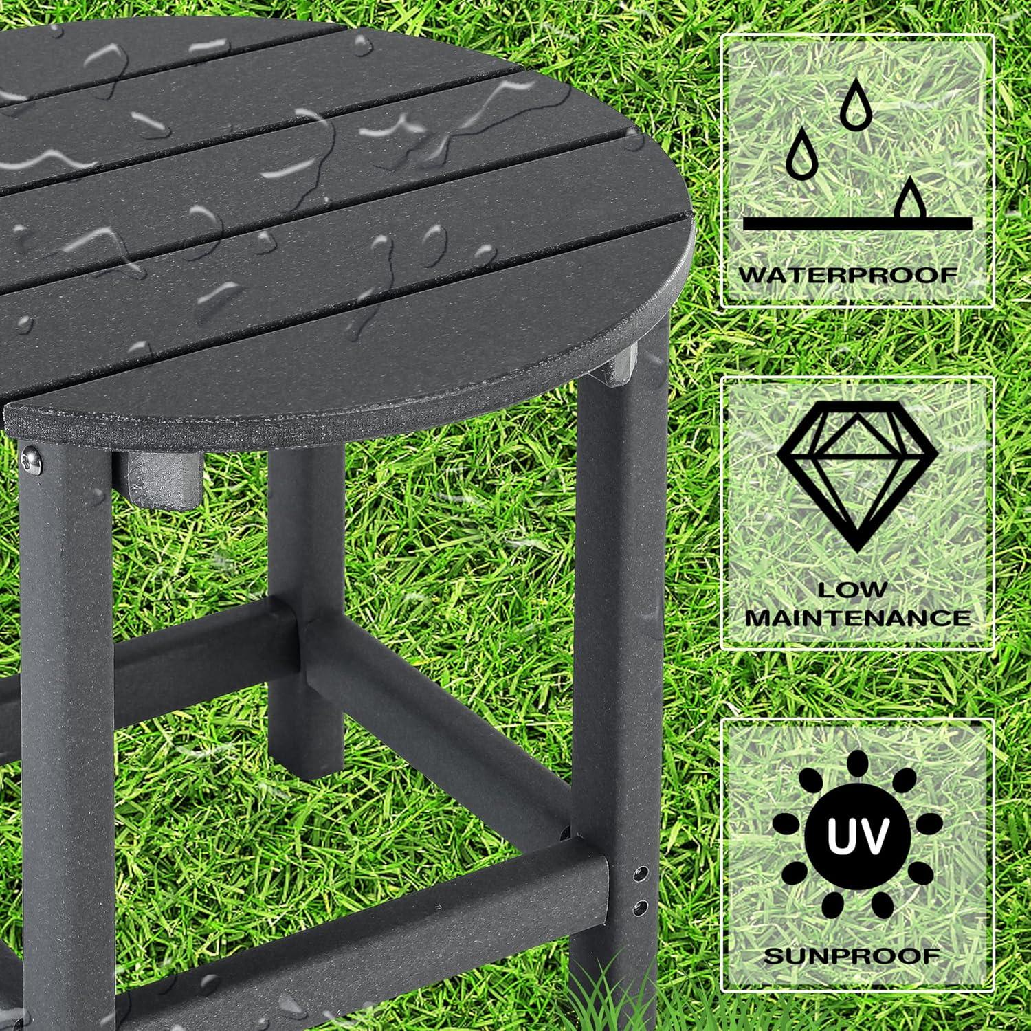 WestinTrends All-Weather Outdoor Patio Round Poly Adirondack Side Table, Orange