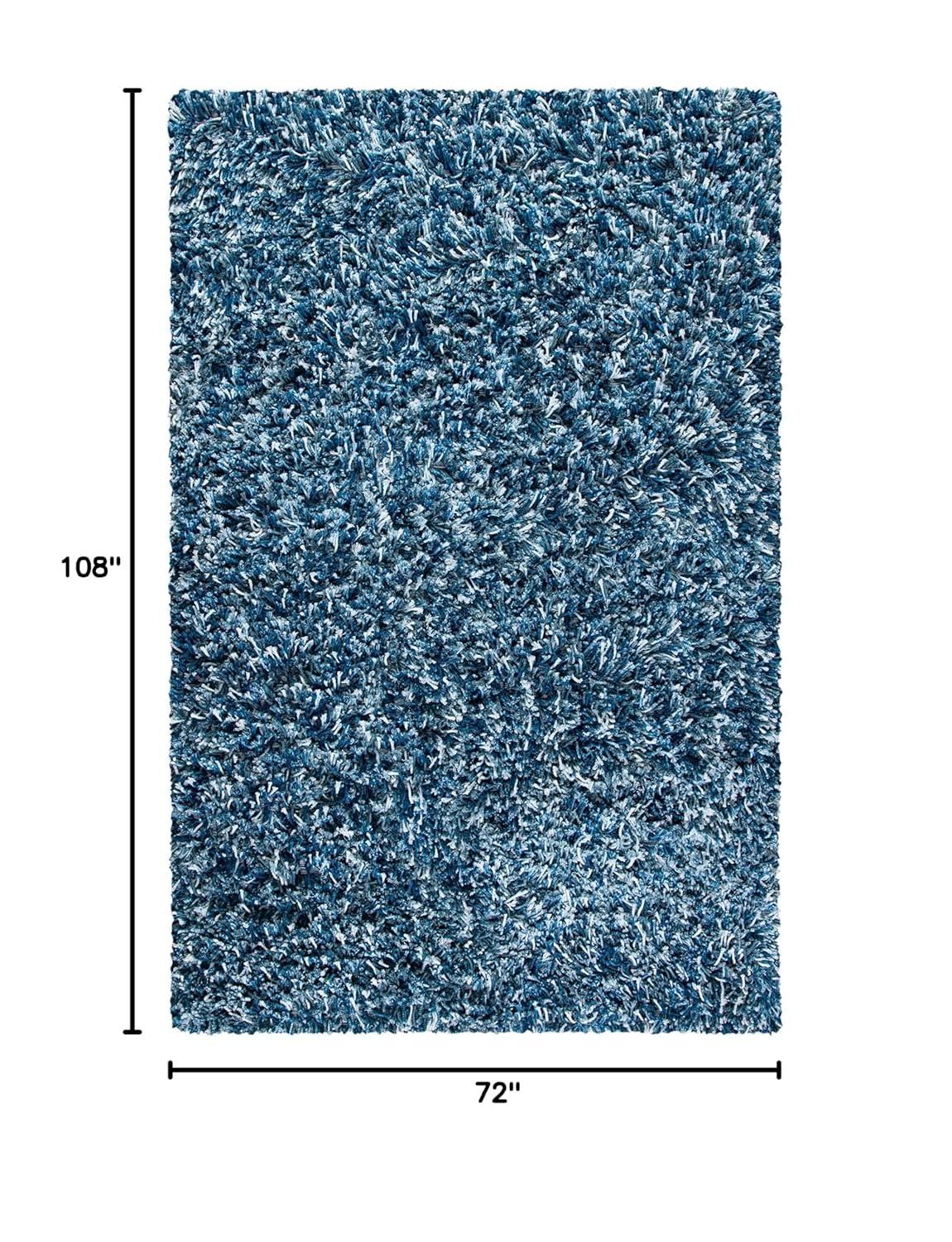 Rio Shag SG960 Hand Loomed Indoor Area Rug - Navy/Ivory - 6'x9' - Safavieh