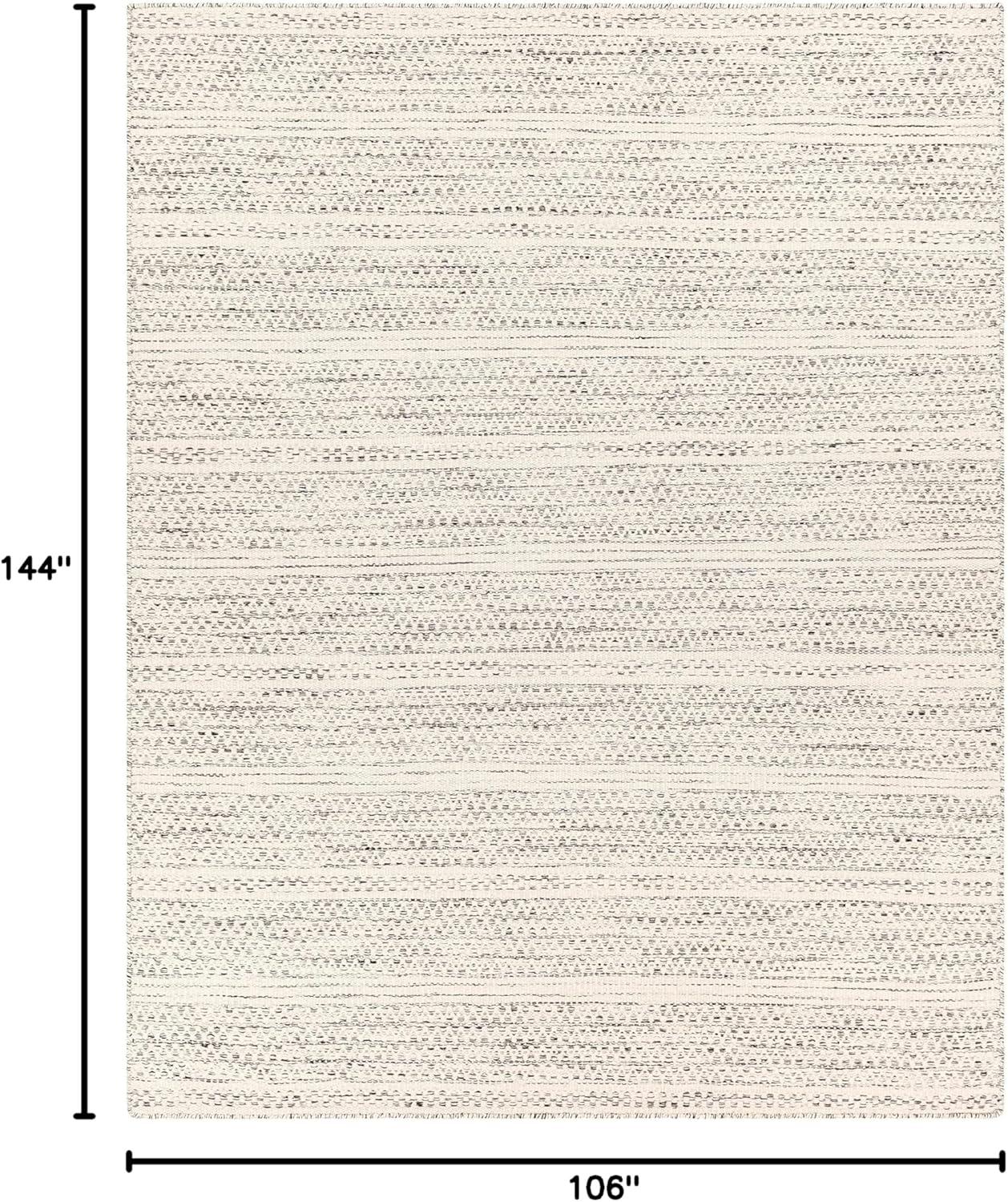 BoutiqueRugs Williford Boho Hand Woven Wool Natural Fiber Area Rug - Farmhouse Neutral Color Carpet for Living Room, Bedroom - Cream, Black - 8'10" x 12' (9x12 Area Rug)