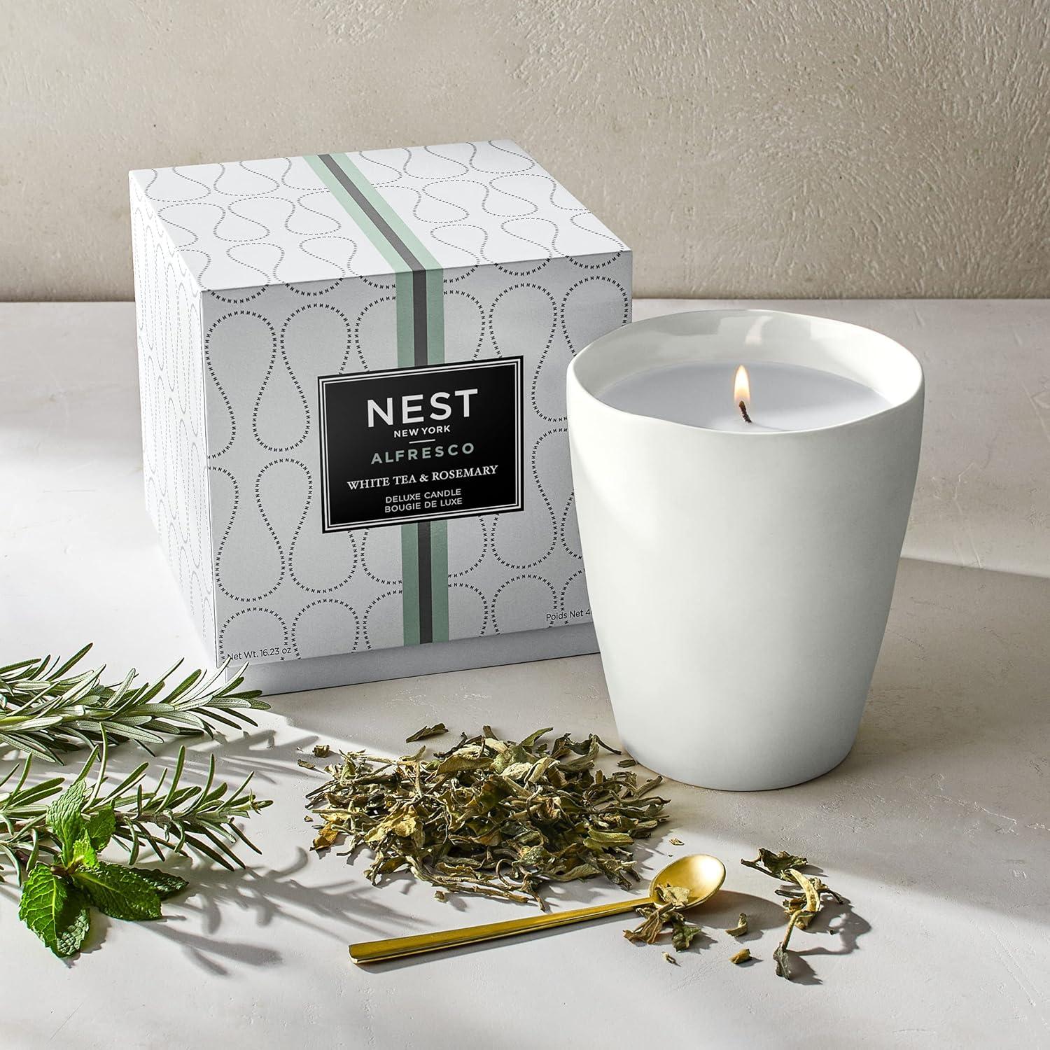 NEST New York White Tea & Rosemary Alfresco Scented Deluxe, Long-Lasting Candle for Home, 16 Oz