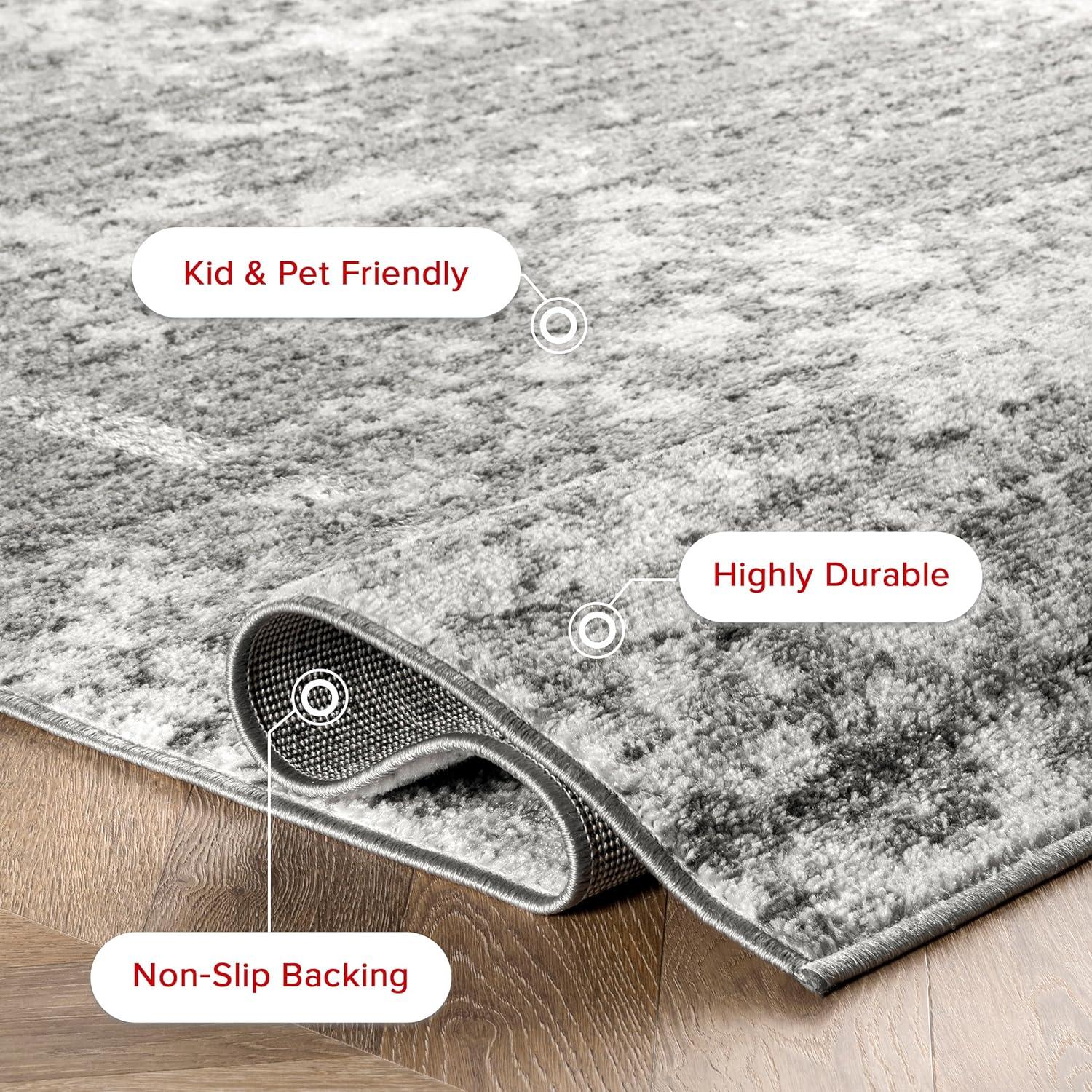 Deedra Gray Abstract Non-slip Synthetic Area Rug