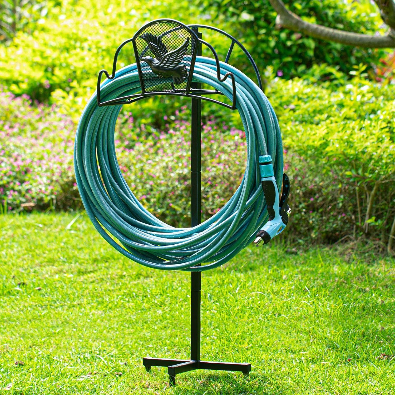 Black Metal Freestanding Eagle Garden Hose Holder