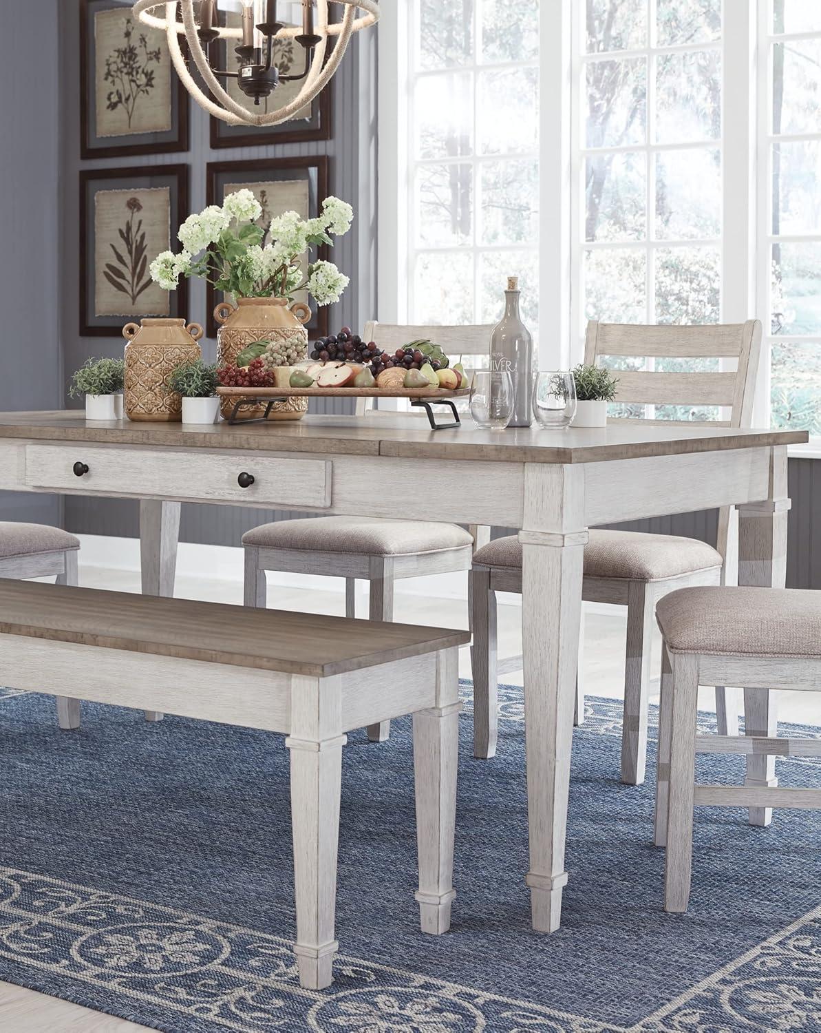 Signature Design by Ashley Casual Skempton Dining Table, White/Light Brown