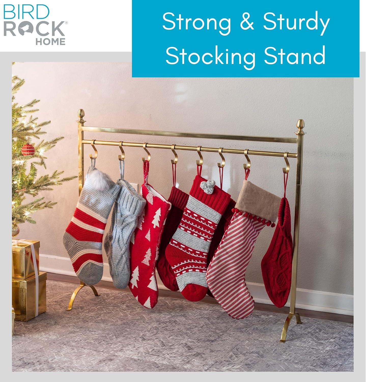 BIRDROCK HOME 8 Hook Christmas Stocking Stand - Gold