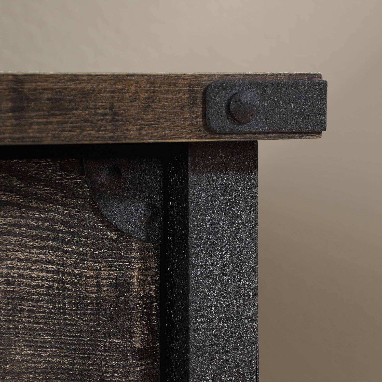 Steel River TV Stand for TVs up to 55" Brown - Sauder: Industrial Style, Open Shelving, Metal Frame