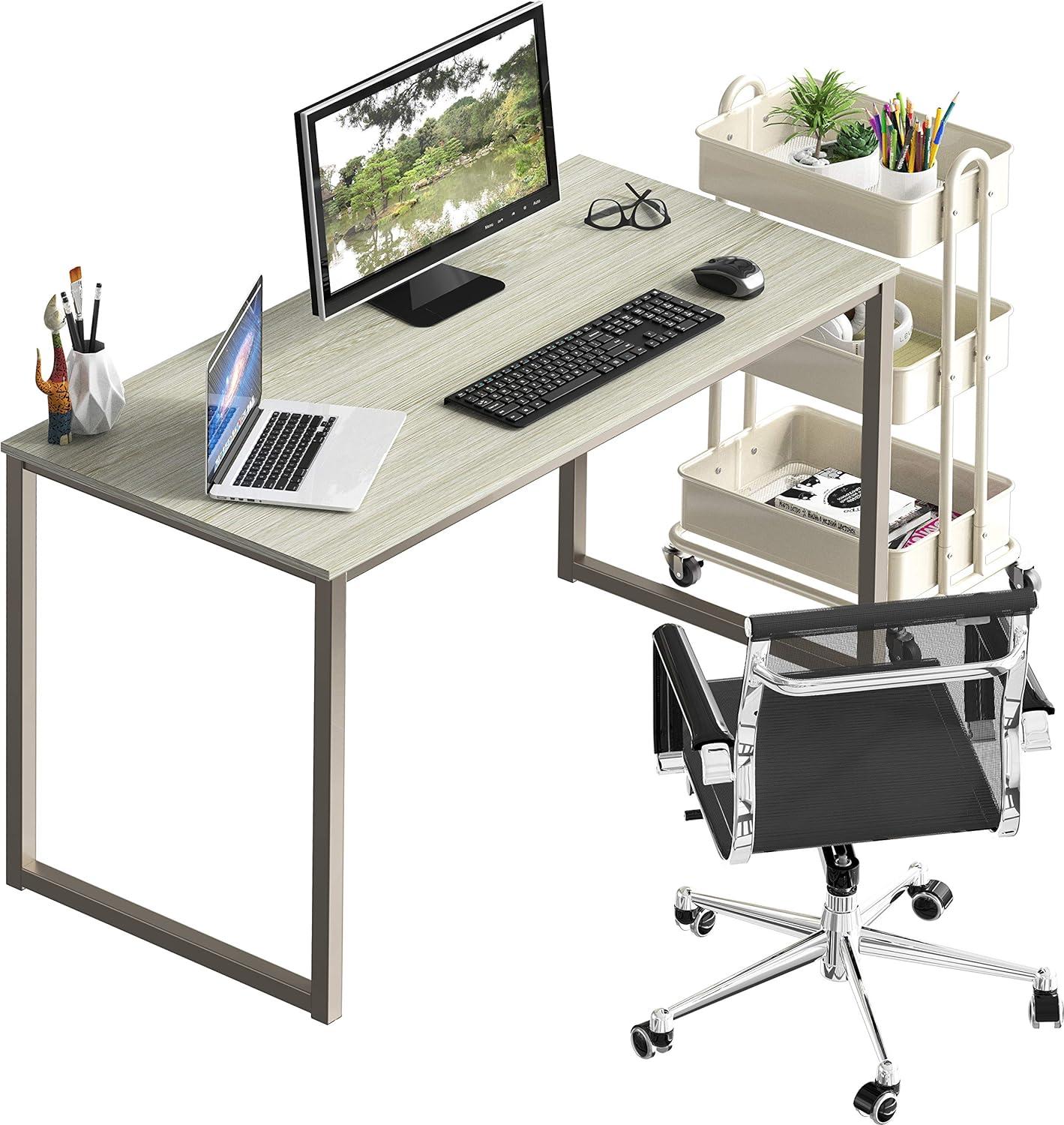 Modern Maple 48" Computer Desk with Steel Frame