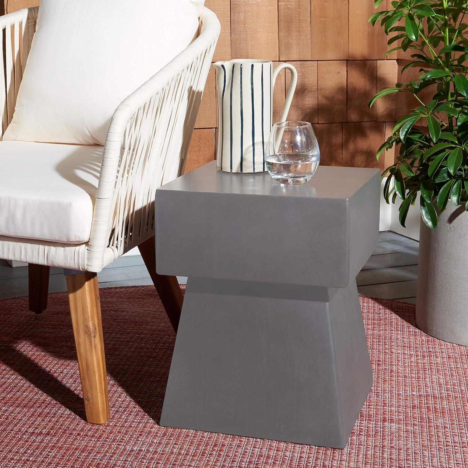 Zen Mushroom Dark Grey Concrete Square Accent Table