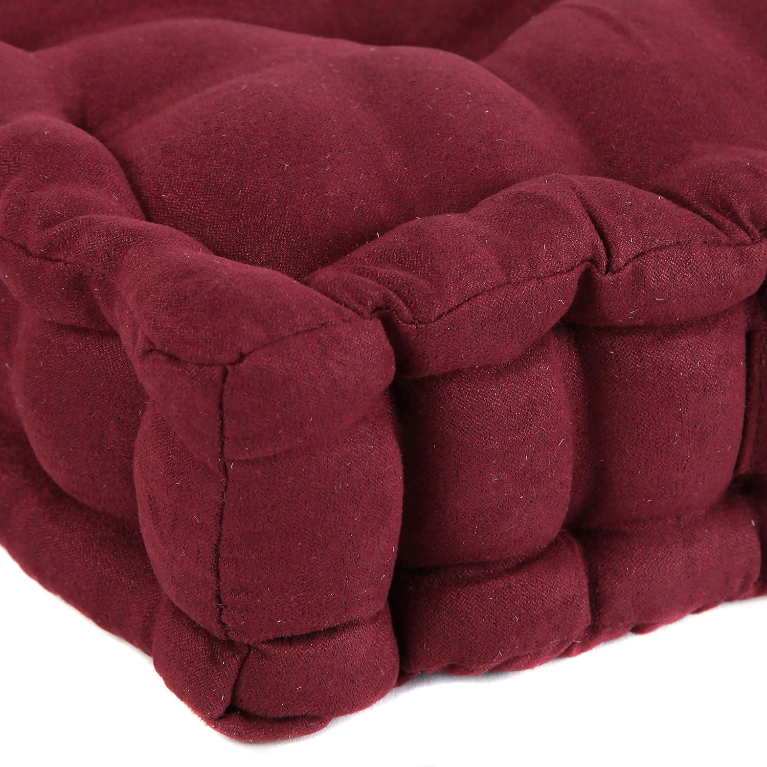 Collections Etc Tufted Padded Boosted Cushion and Support - Plush Seating for Chair with Carrying Handle, Burgundy