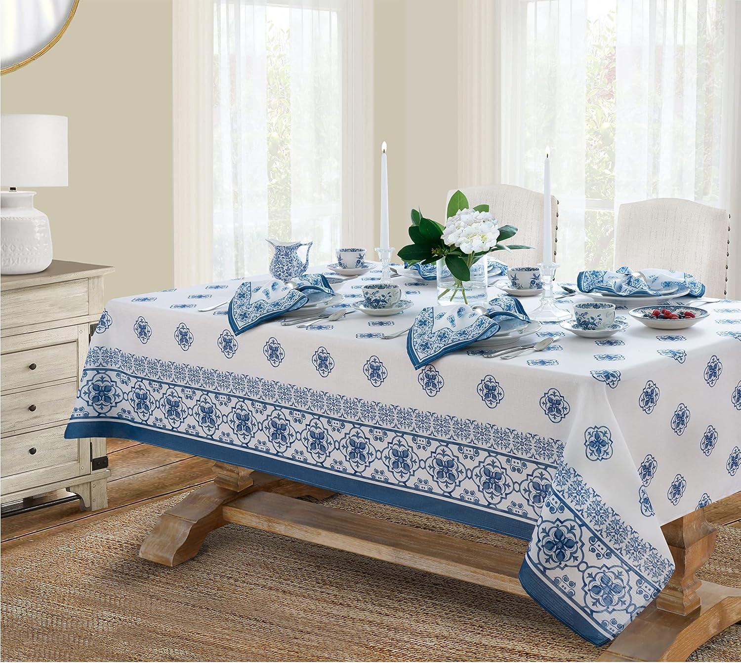 Mykonos Blue and White Rectangular Fabric Placemats, Set of 4